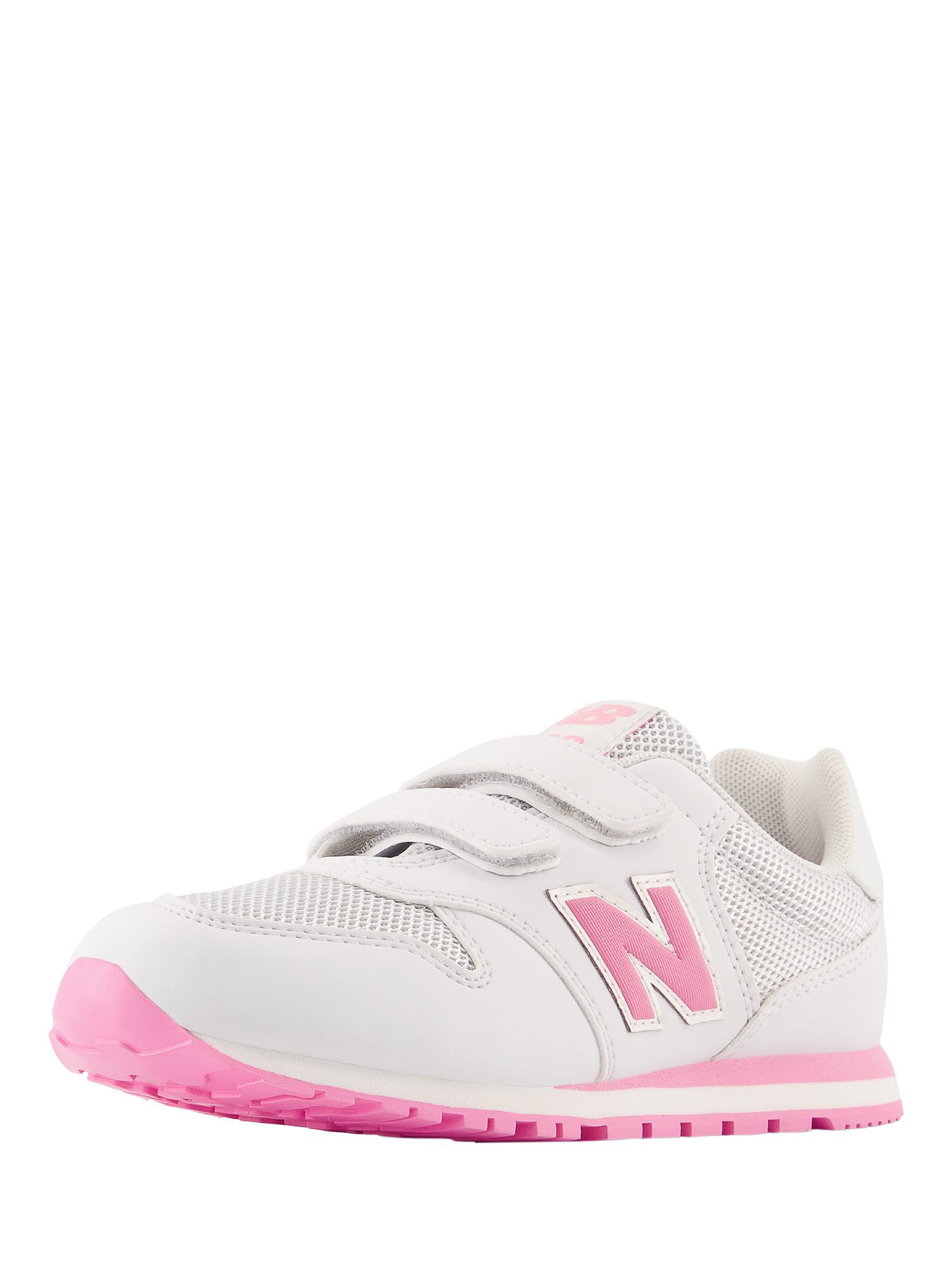 Product image 4 of 6, which shows New Balance Kids' 500 Rip-Tape Trainers, White/Pink, 10 Jnr