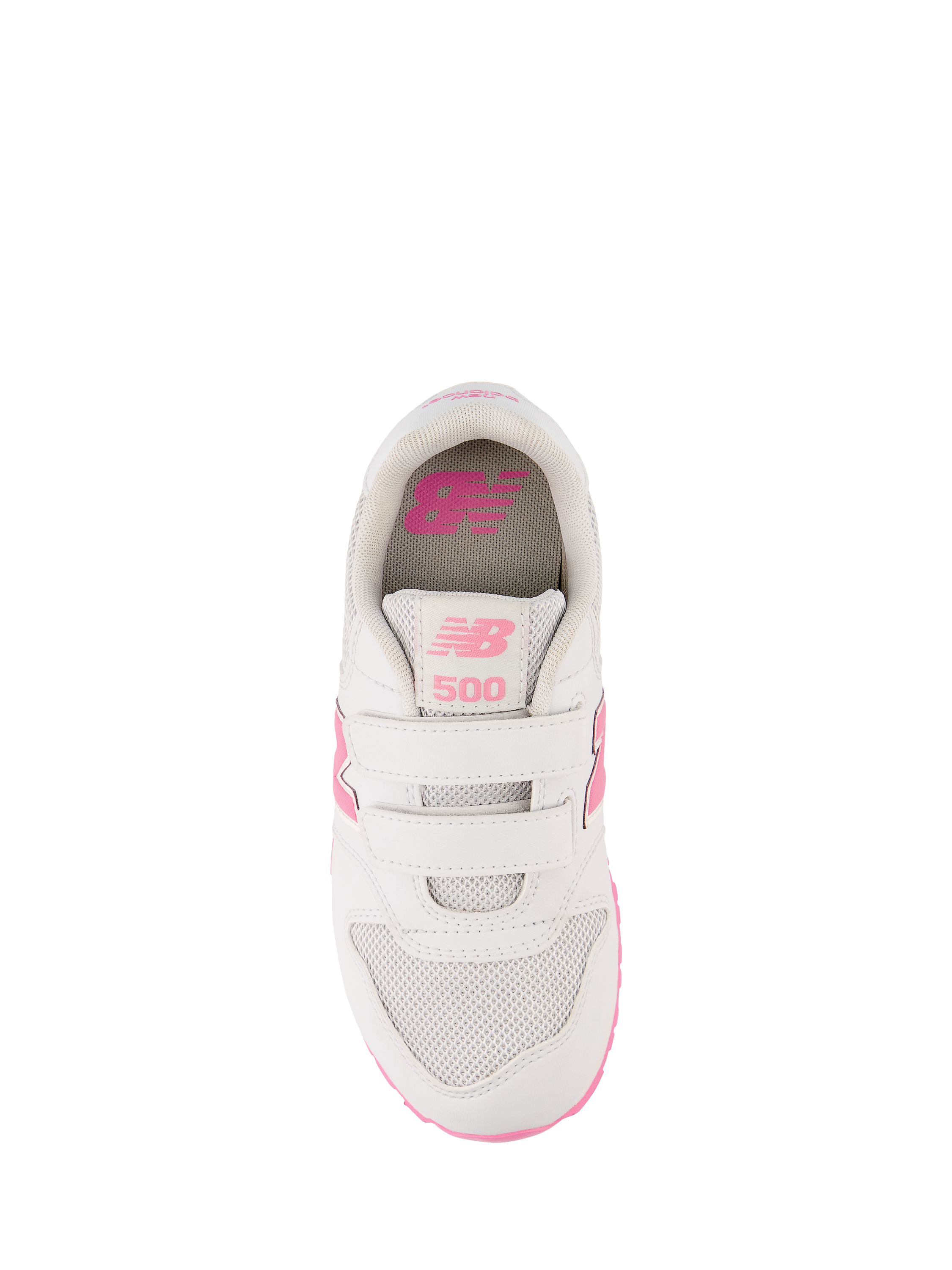 Product image 5 of 6, which shows New Balance Kids' 500 Rip-Tape Trainers, White/Pink, 10 Jnr