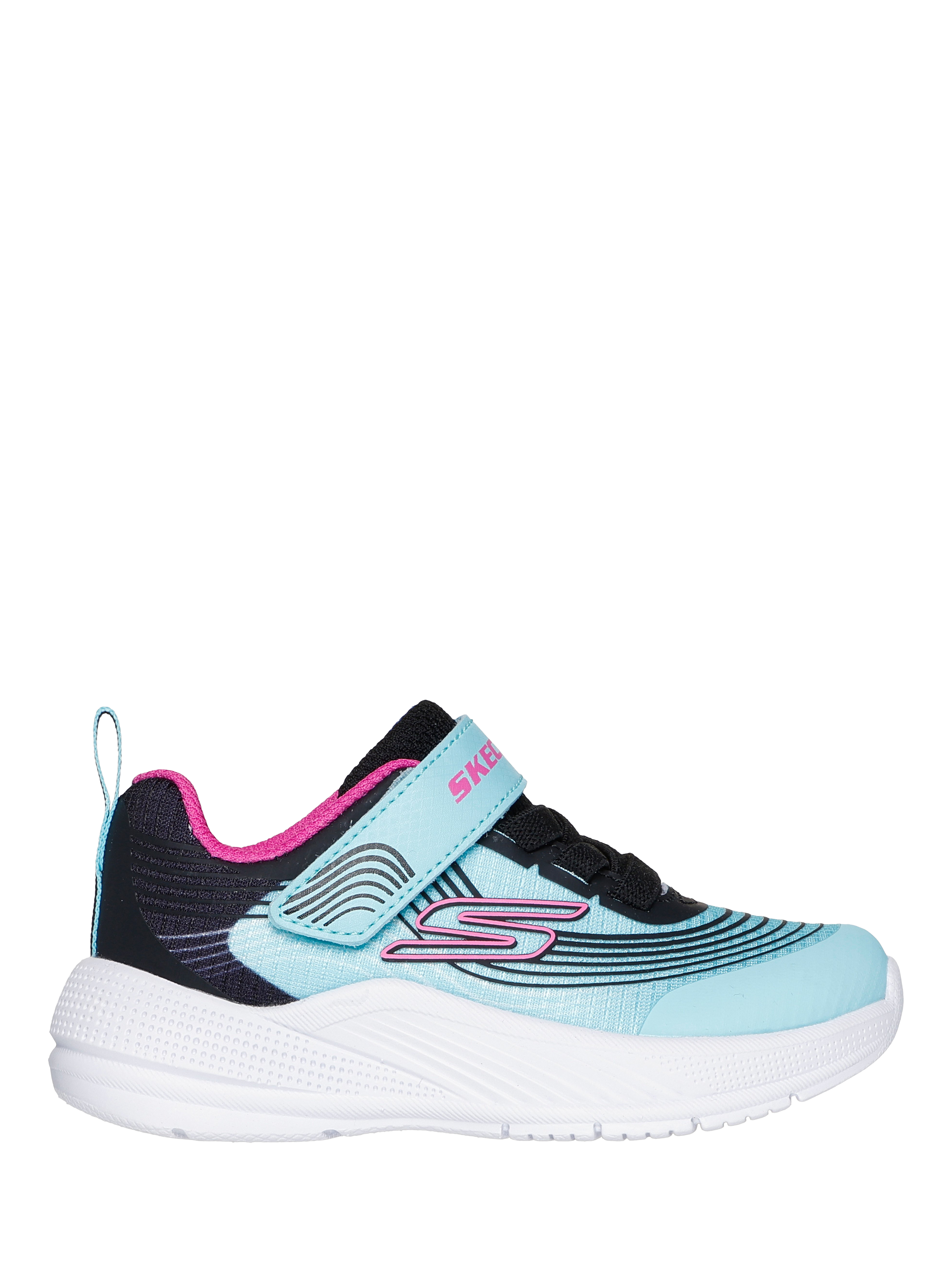 Product image 1 of 5, which shows Skechers Kids' Microspec Advance Trainers, Aqua/Pink, EU21