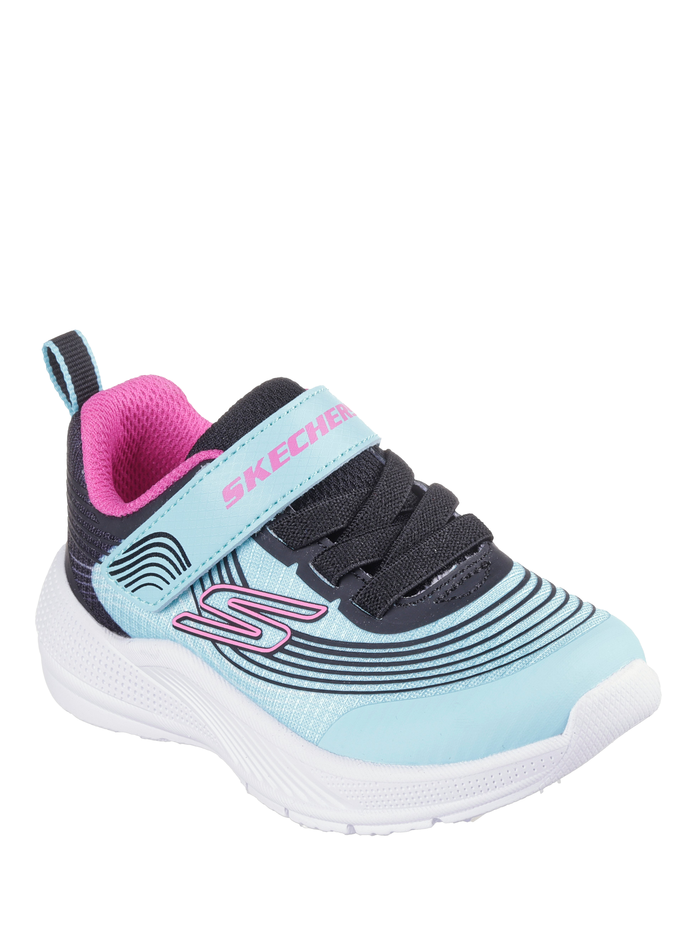 Product image 2 of 5, which shows Skechers Kids' Microspec Advance Trainers, Aqua/Pink, EU21