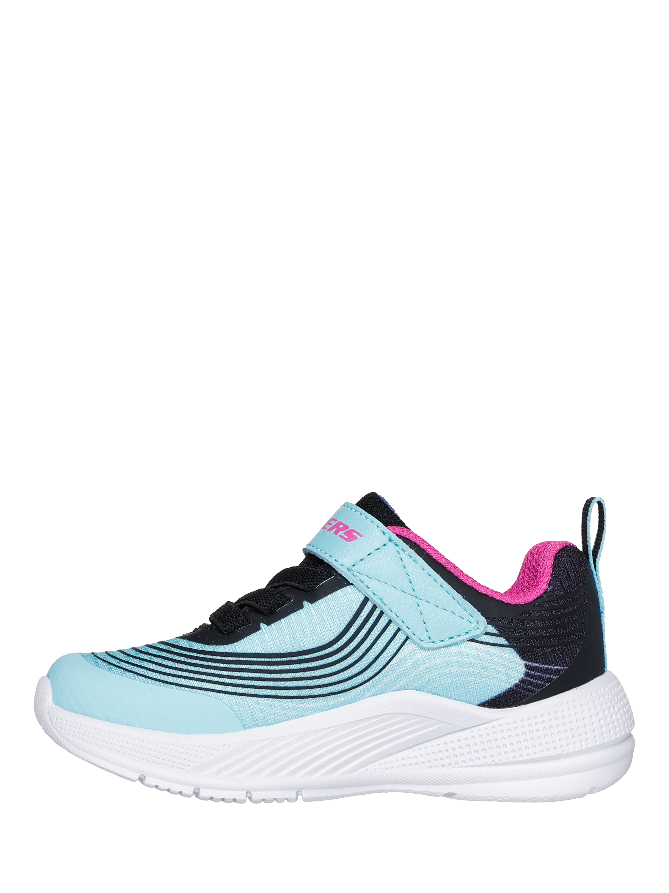 Product image 3 of 5, which shows Skechers Kids' Microspec Advance Trainers, Aqua/Pink, EU21