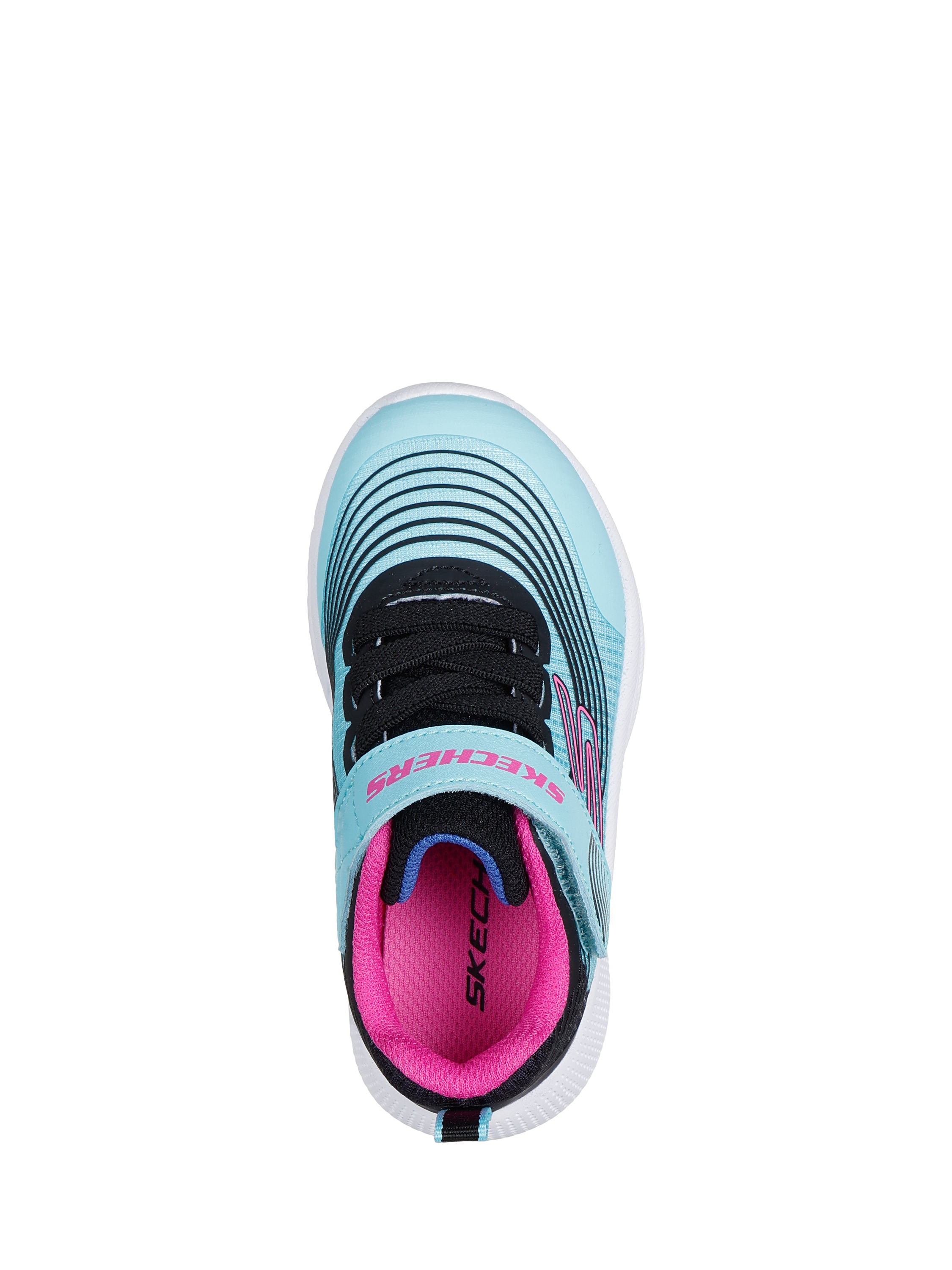 Product image 4 of 5, which shows Skechers Kids' Microspec Advance Trainers, Aqua/Pink, EU21
