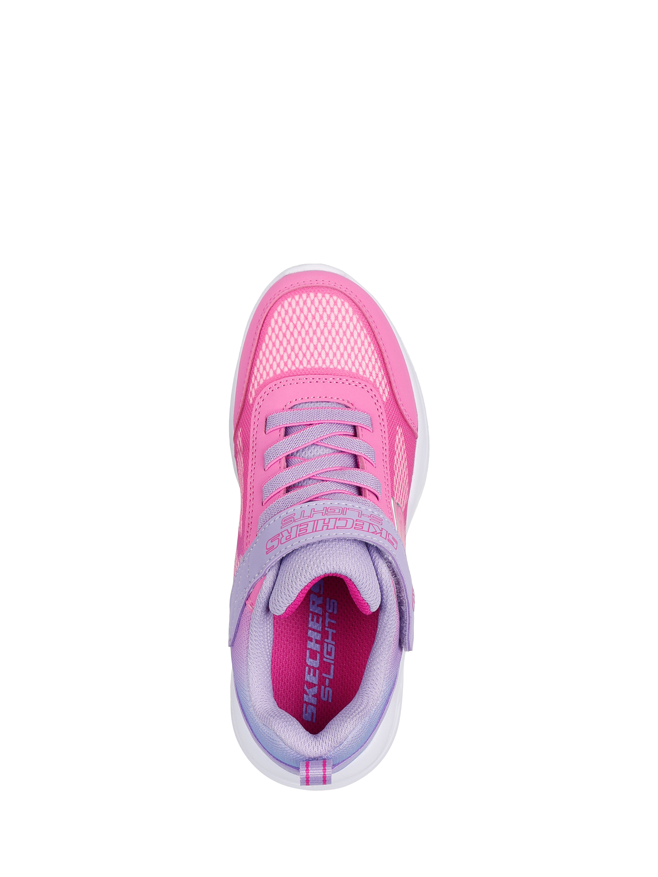 Product image 4 of 5, which shows Skechers Kids' S-Lights® Sola Glow Ombre Deluxe Trainers, Pink/ Lilac, EU27