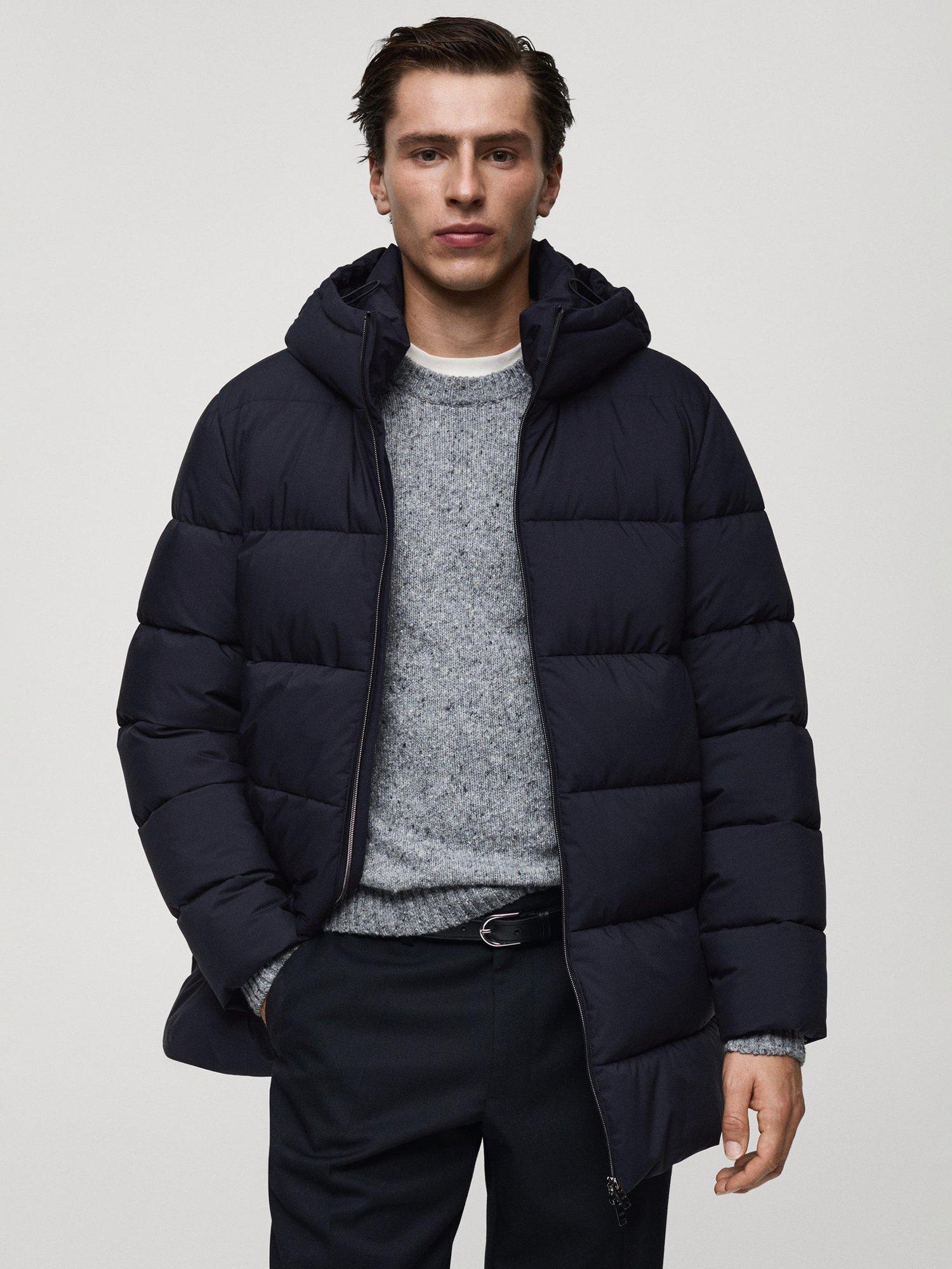 Mango Turipa Quilted Parka, Navy