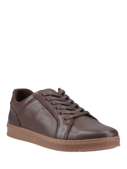 Hush Puppies Madden Leather Trainers - view 2, Coffee