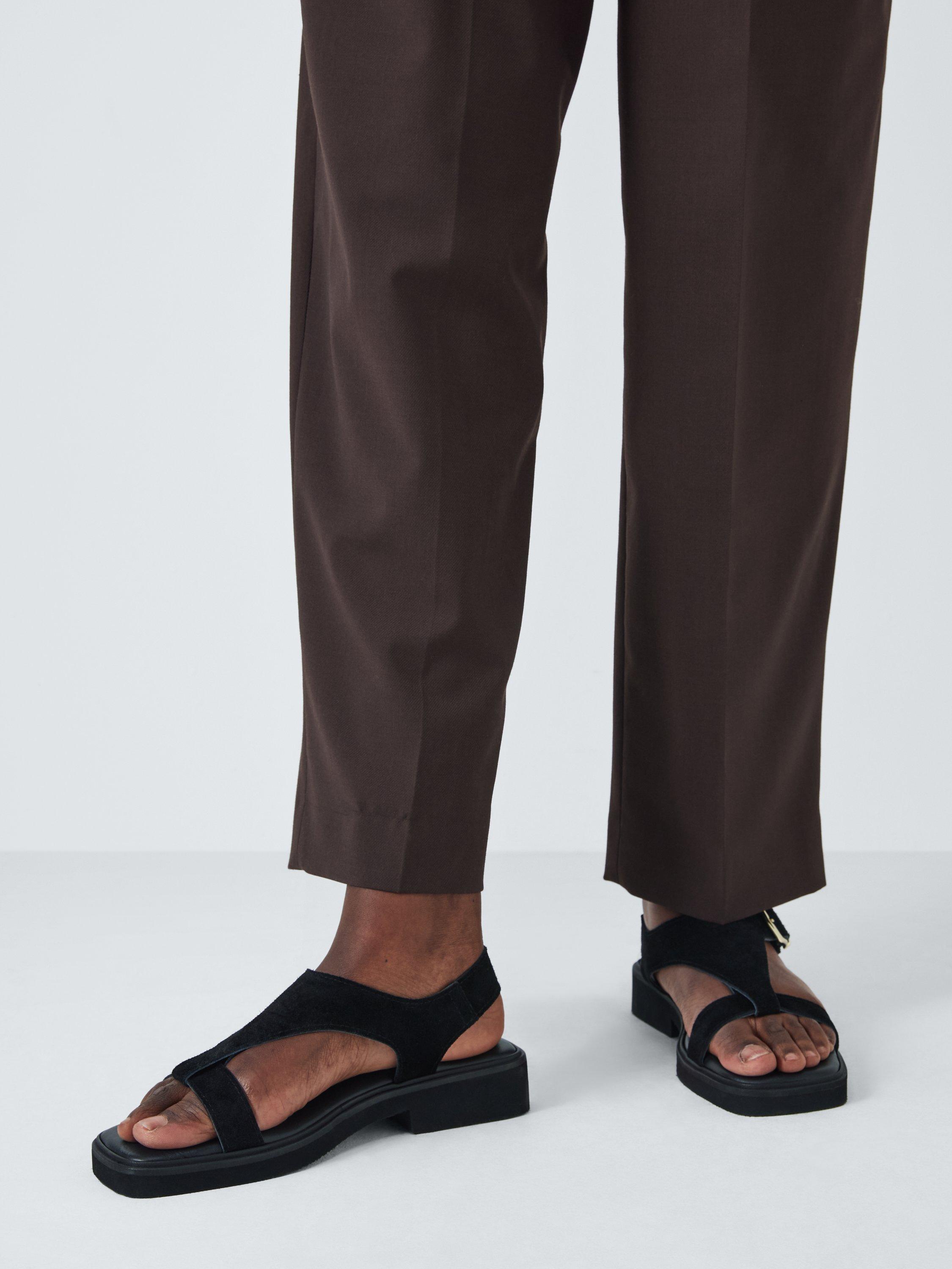 Product image 2 of 7, which shows John Lewis Lamble Suede T-Bar Padded Footbed Sandals, Black, 6