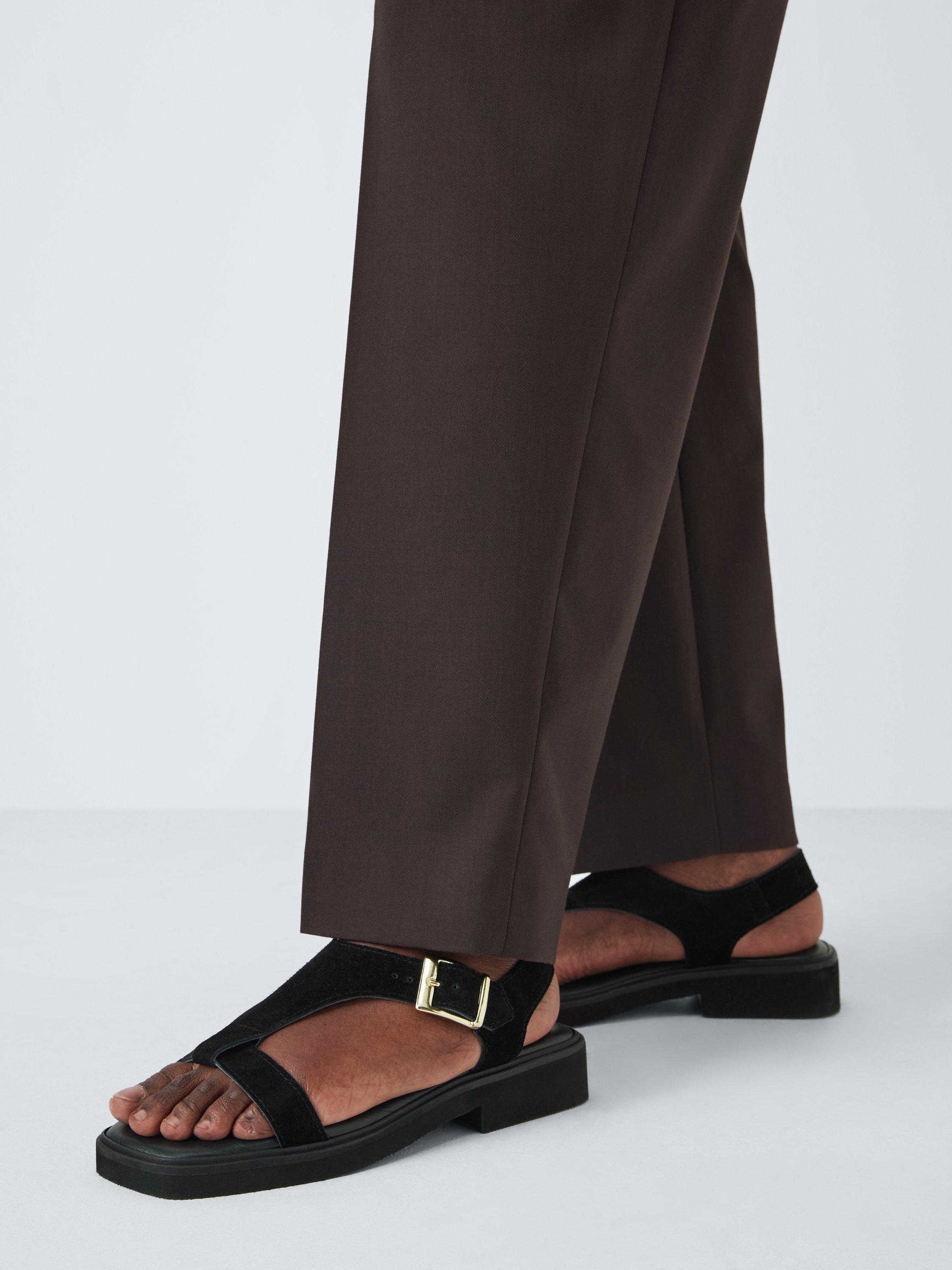 Product image 7 of 7, which shows John Lewis Lamble Suede T-Bar Padded Footbed Sandals, Black, 6