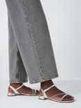 John Lewis Lisbeth Leather Asymmetric Hot Fix Gem Stone Dressy Sandals, Silver