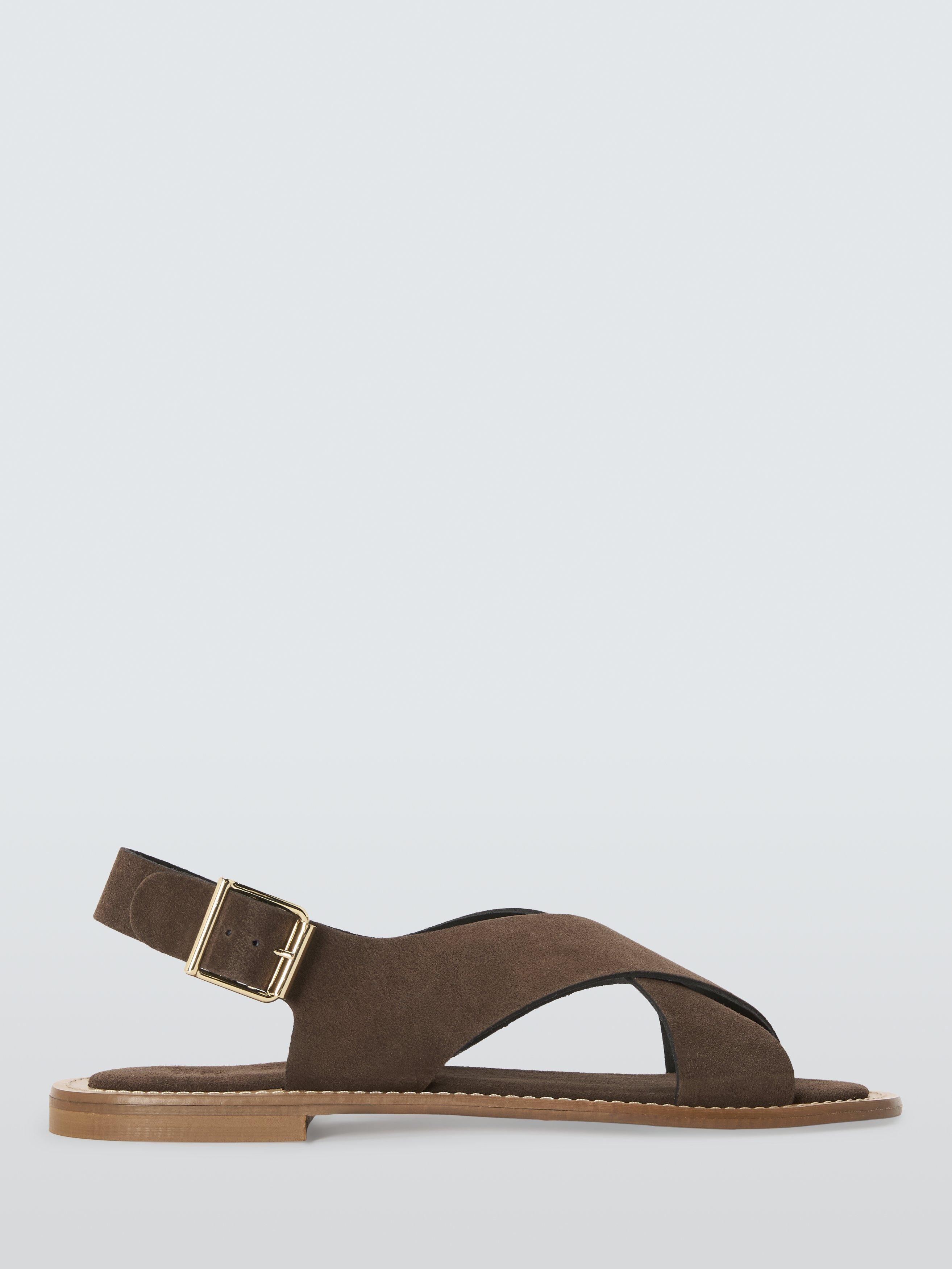 AND/OR Larkswood Suede Cross Strap Footbed Sandals, Chocolate