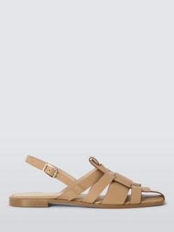 John Lewis Lampton Leather Fisherman Slingback Sandals, Beige, Beige