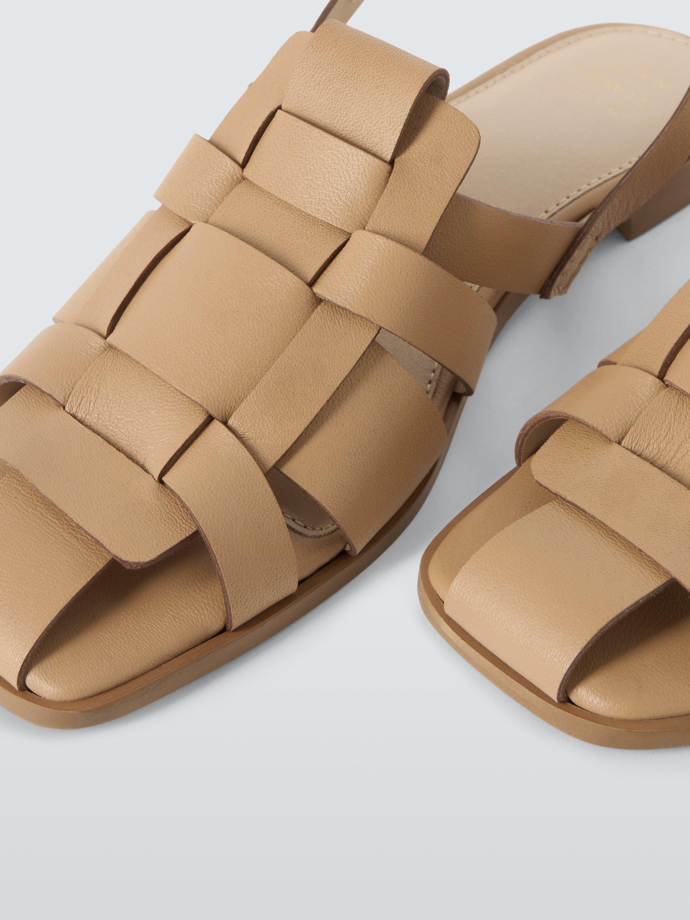 Product image 4 of 6, which shows John Lewis Lampton Leather Fisherman Slingback Sandals, Beige, 3