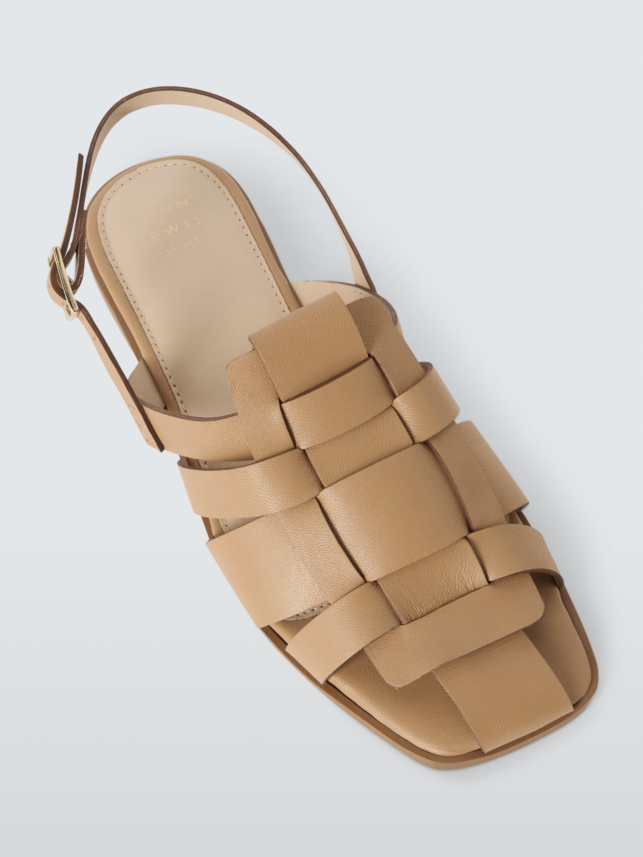Product image 5 of 6, which shows John Lewis Lampton Leather Fisherman Slingback Sandals, Beige, 3