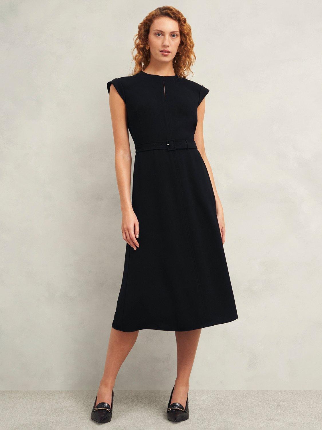 Product image 1 of 8, which shows Hobbs Meera Belted Dress, Black, 14
