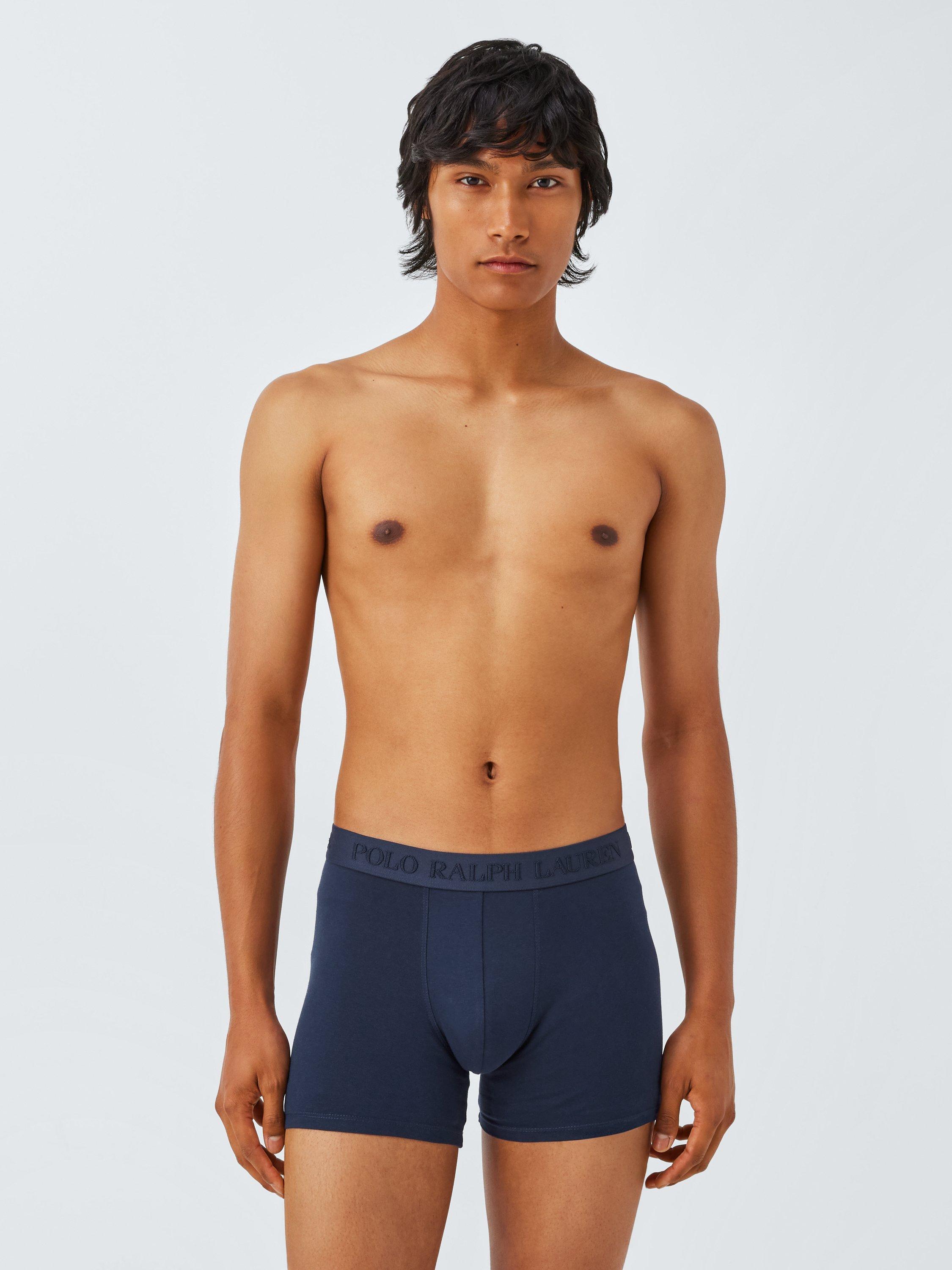 Product image 2 of 5, which shows Polo Ralph Lauren Stretch Cotton Boxer Briefs, Pack of 3, Blue, M