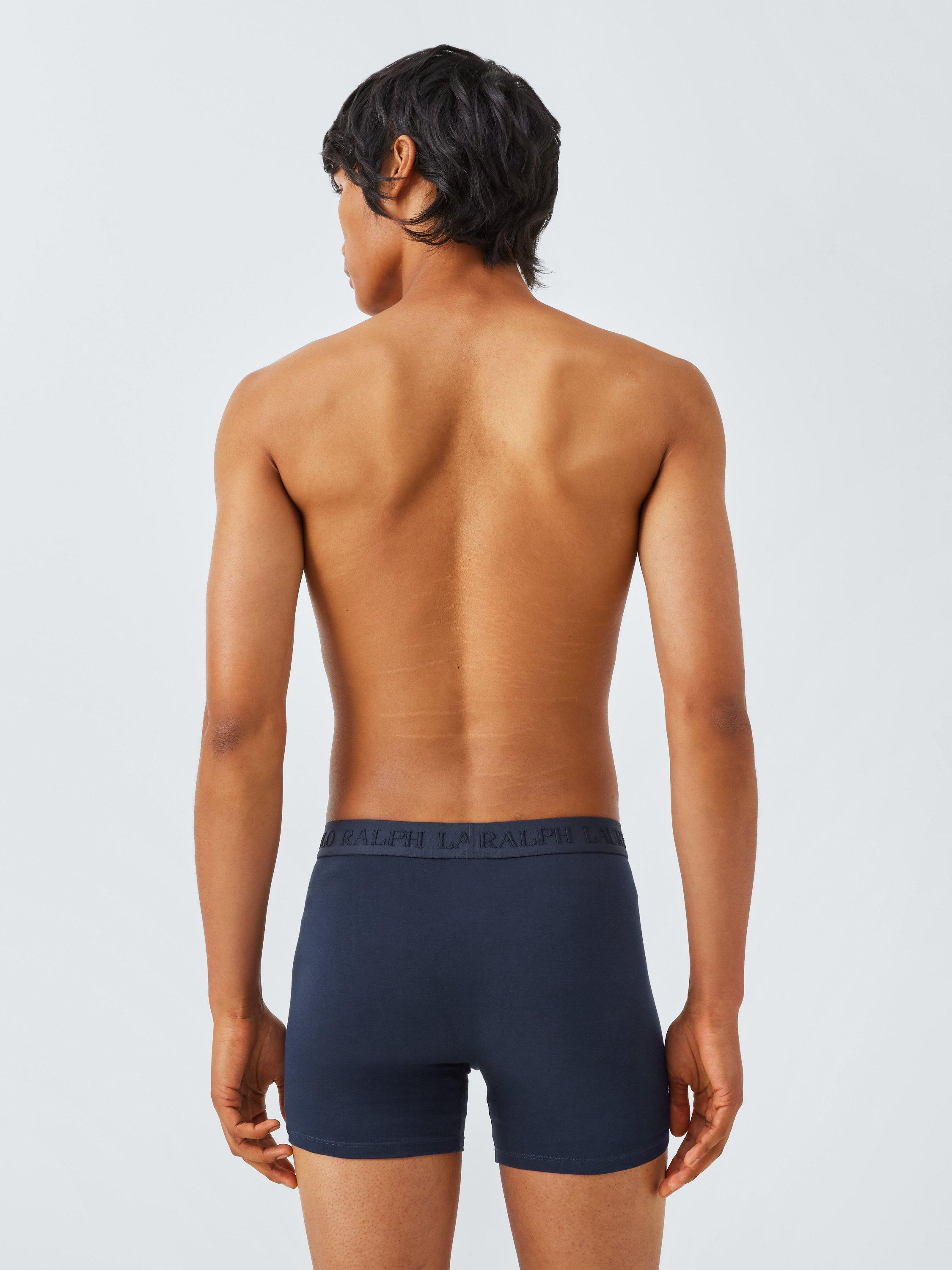 Product image 3 of 5, which shows Polo Ralph Lauren Stretch Cotton Boxer Briefs, Pack of 3, Blue, M