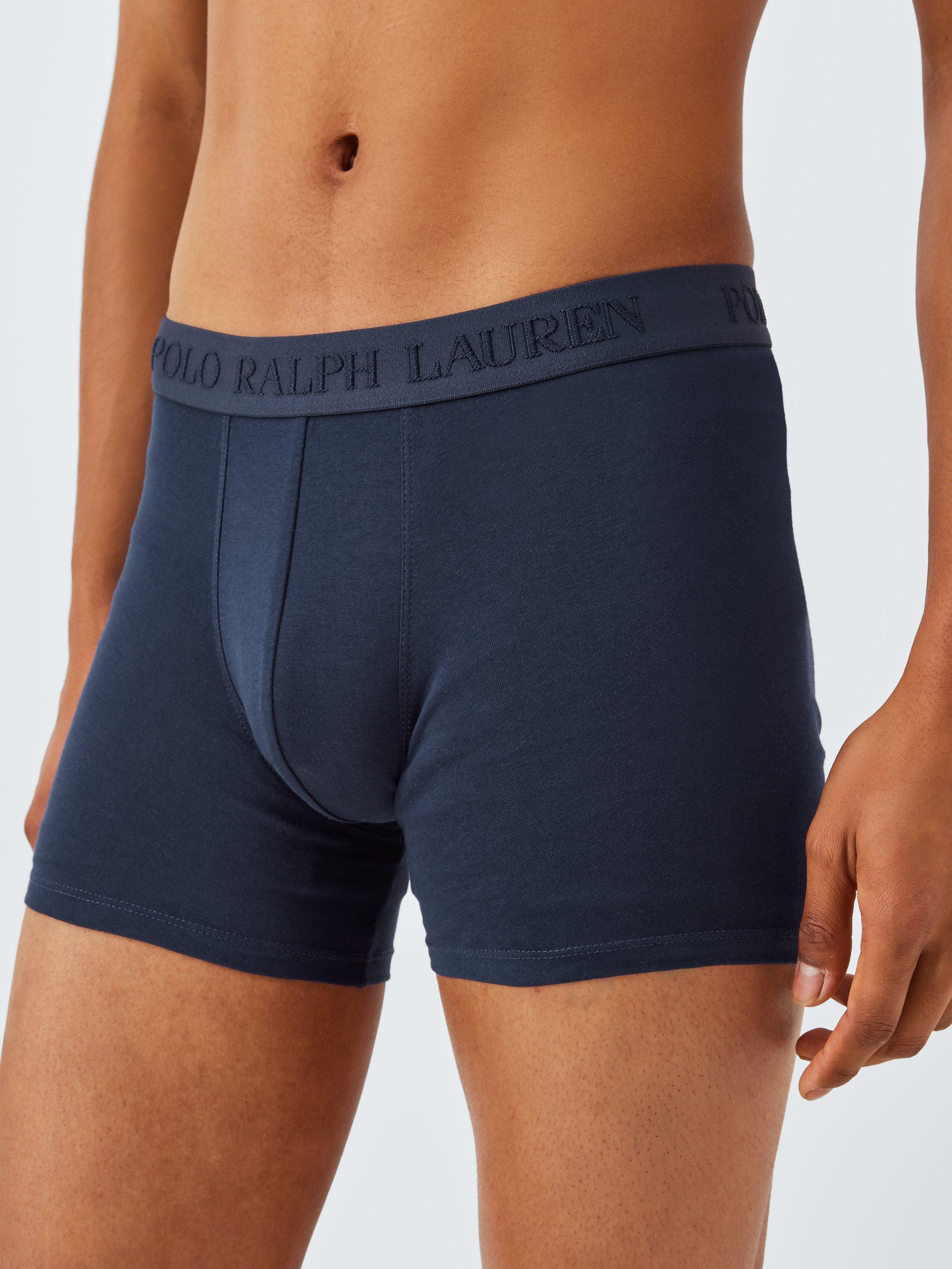 Product image 4 of 5, which shows Polo Ralph Lauren Stretch Cotton Boxer Briefs, Pack of 3, Blue, M