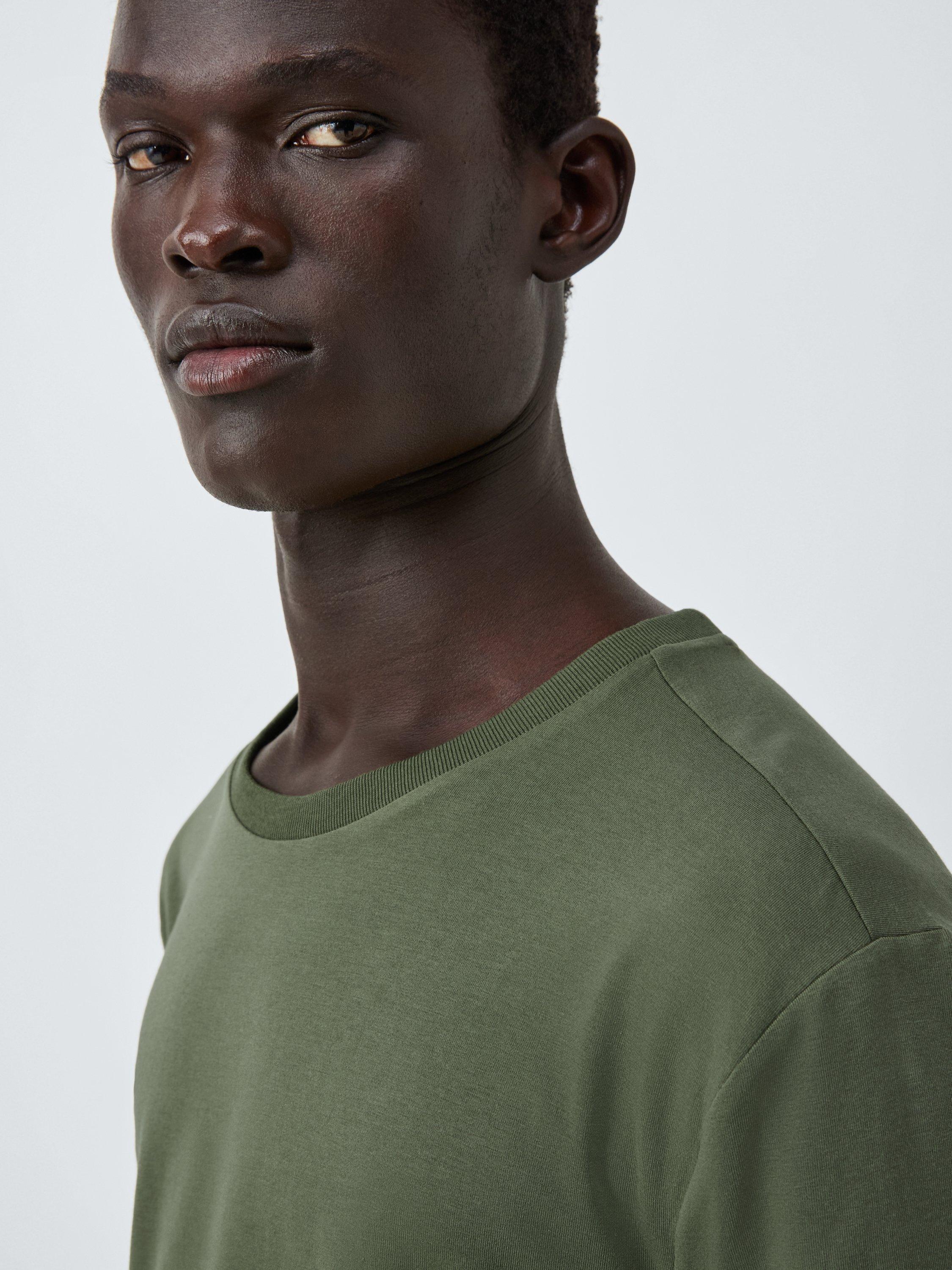 Product image 2 of 6, which shows Ralph Lauren Premium Modal Blend Crew Neck T-Shirt, Pack of 3, Olv Blue Oat, S