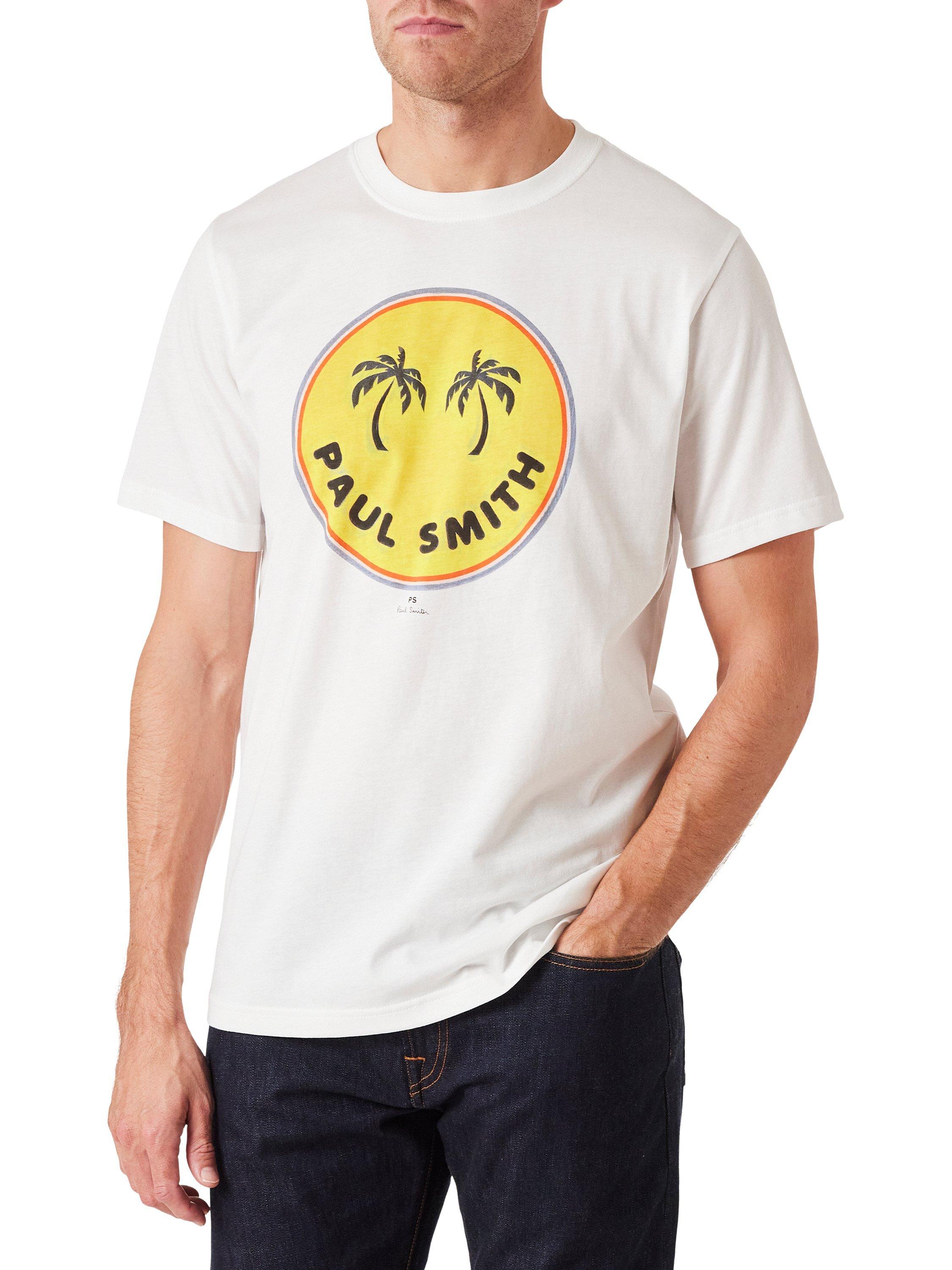 PS Paul Smith Organic Cotton Regular Fit Palm Trees Graphic T-Shirt, White