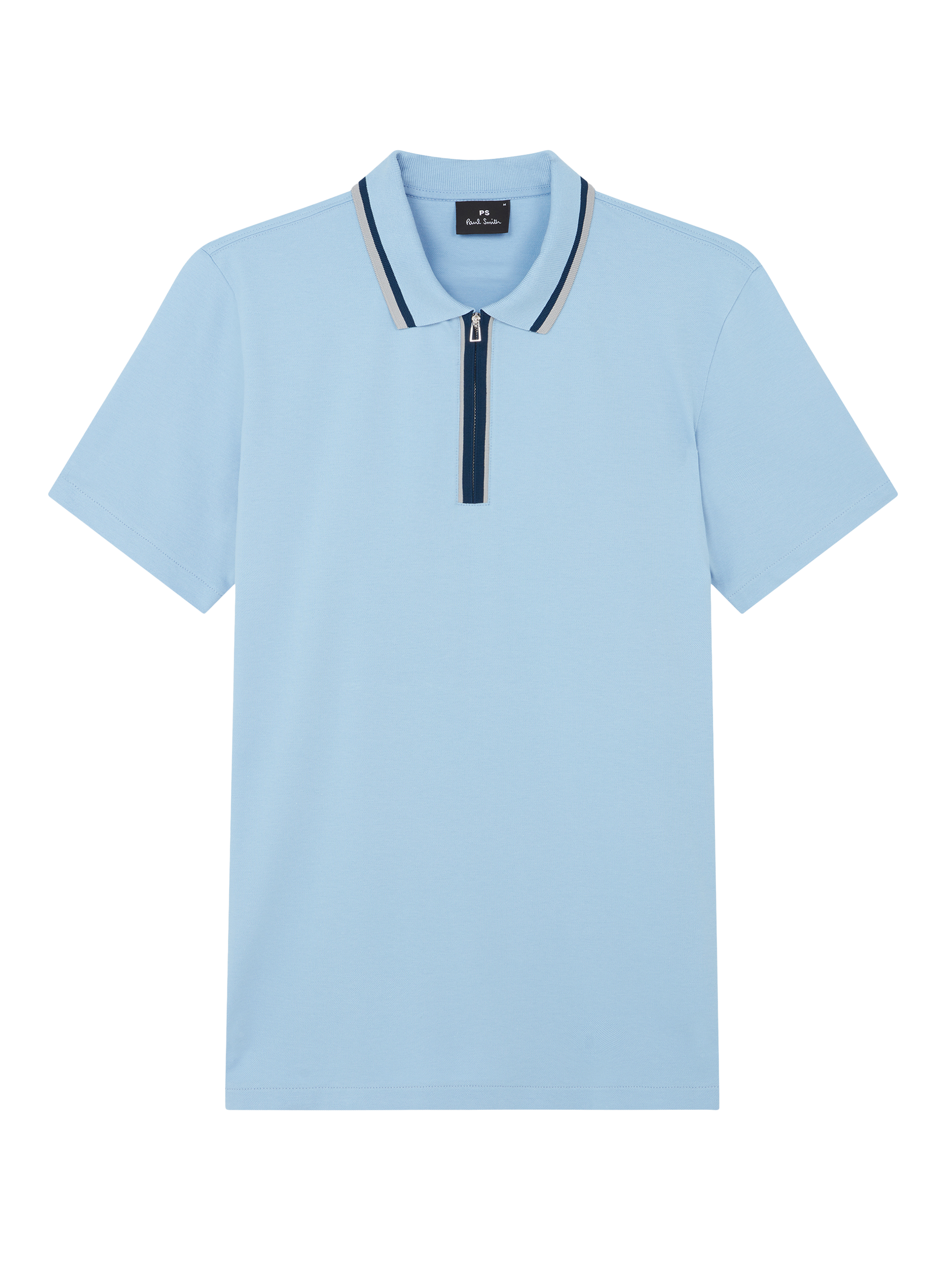 Product image 1 of 2, which shows Paul Smith Half Zip Polo Shirt, Blue, S