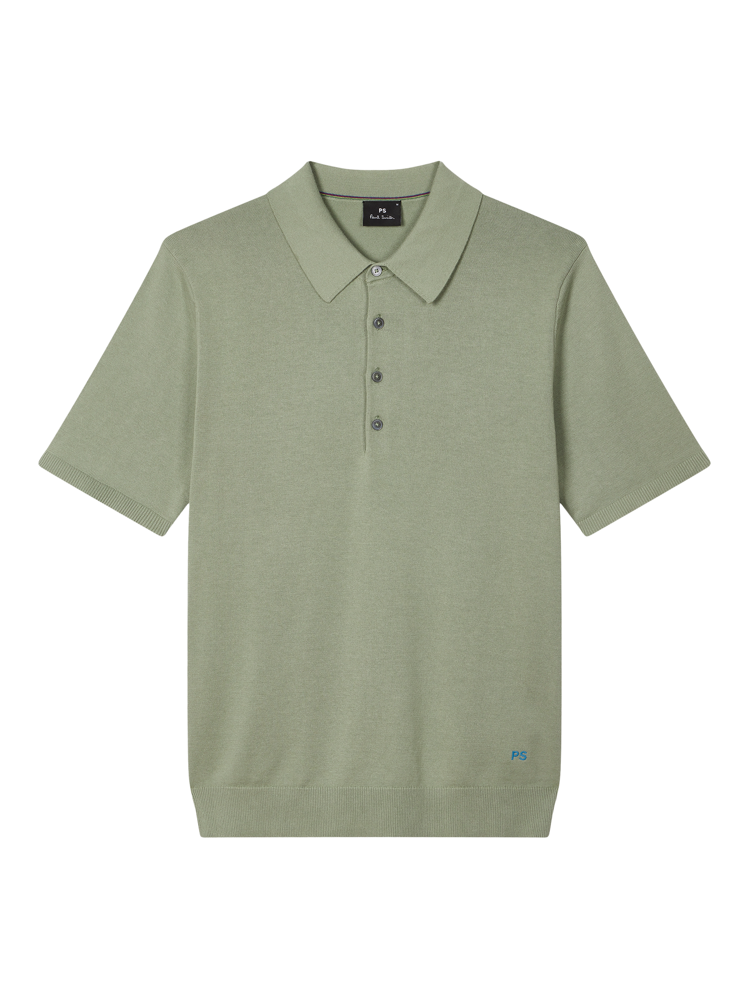 Paul Smith Organic Cotton Knit Short Sleeve Polo Shirt, Green