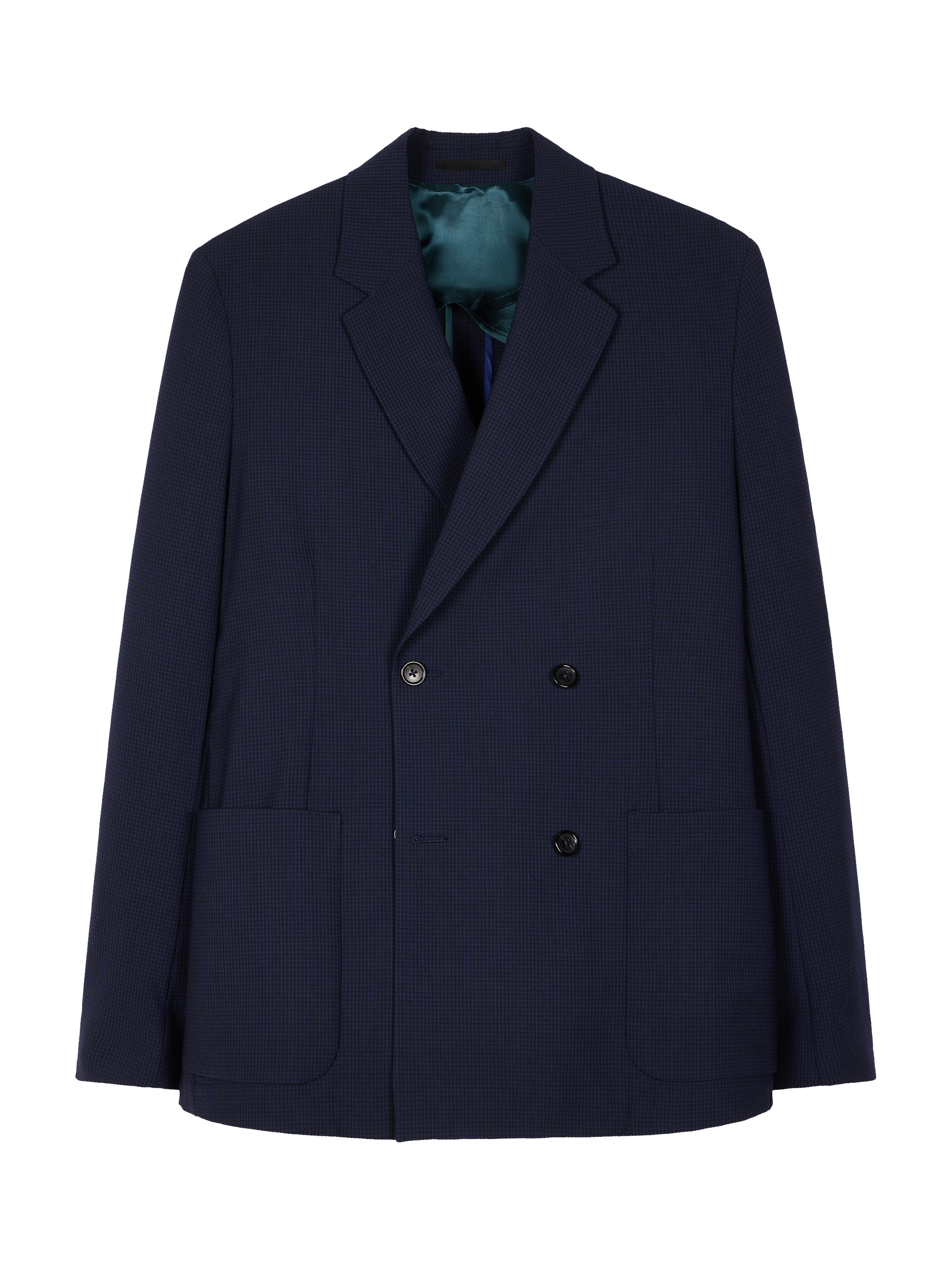 Product image 3 of 6, which shows PS Paul Smith Tailored Fit Wool Blend Check Suit Jacket, Blue, 40R