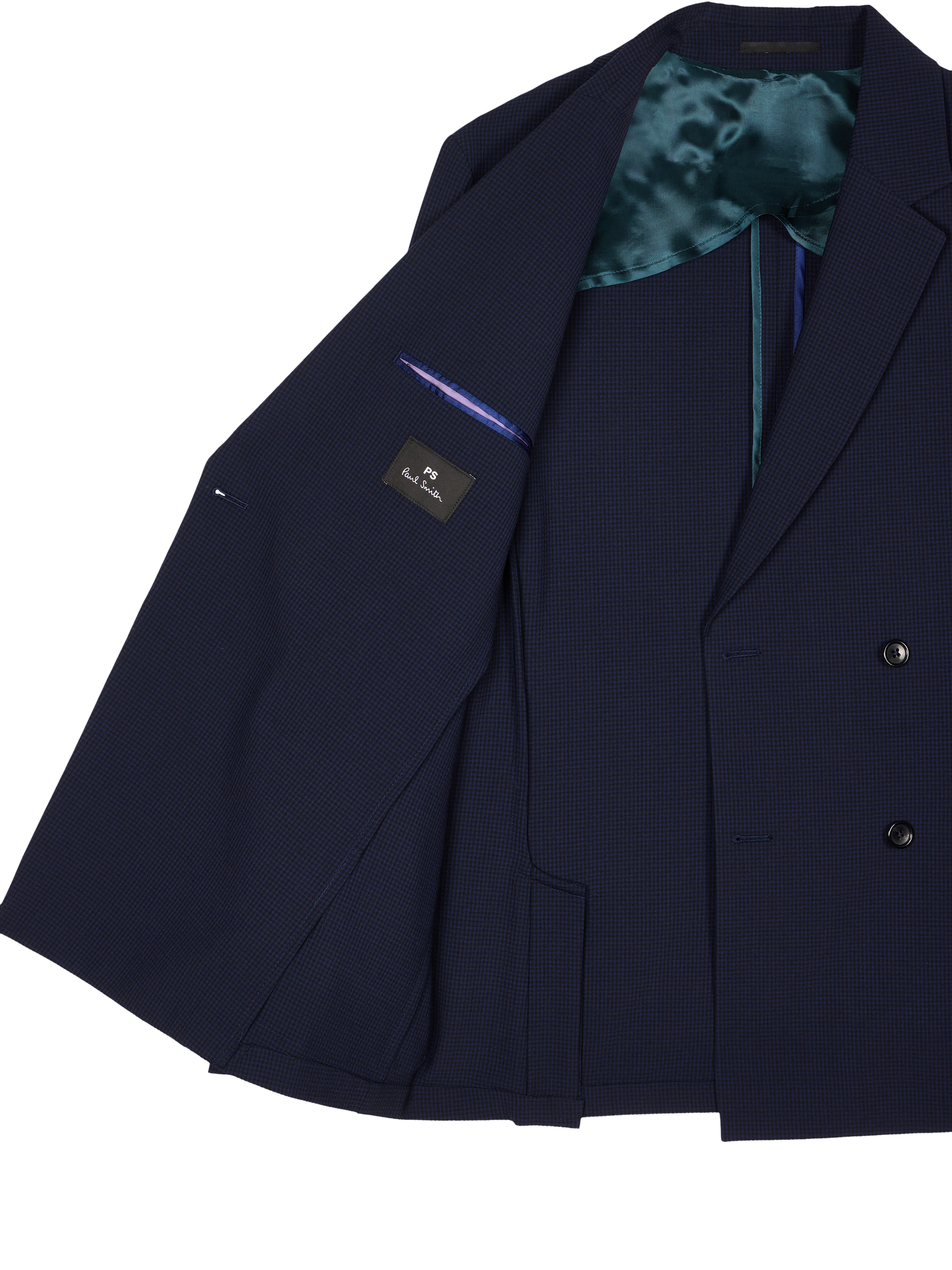 Product image 6 of 6, which shows PS Paul Smith Tailored Fit Wool Blend Check Suit Jacket, Blue, 40R