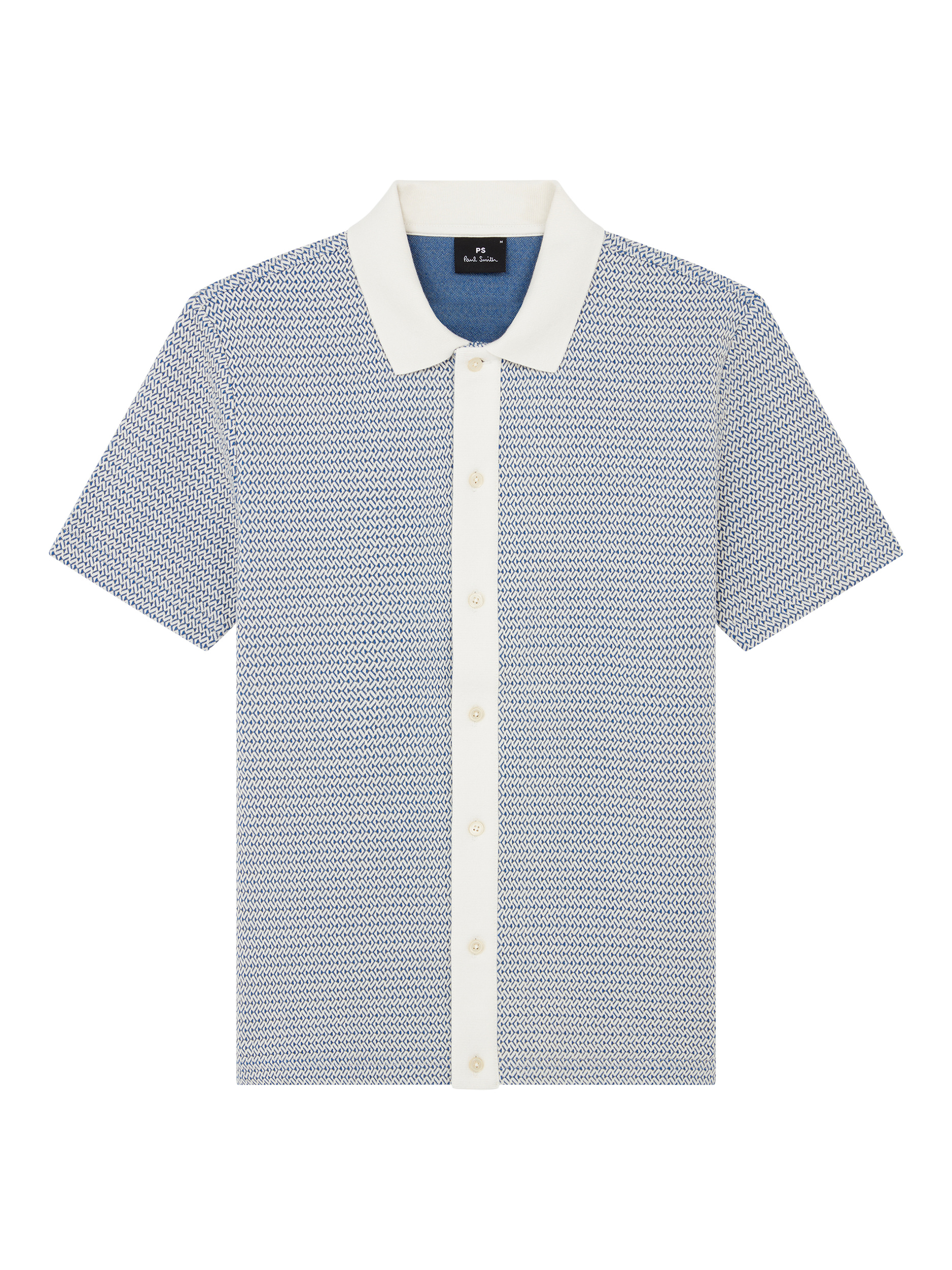 Product image 1 of 2, which shows PS Paul Smith Cotton Blend Regular Fit Short Sleeve Polo Shirt, Blue/White, S