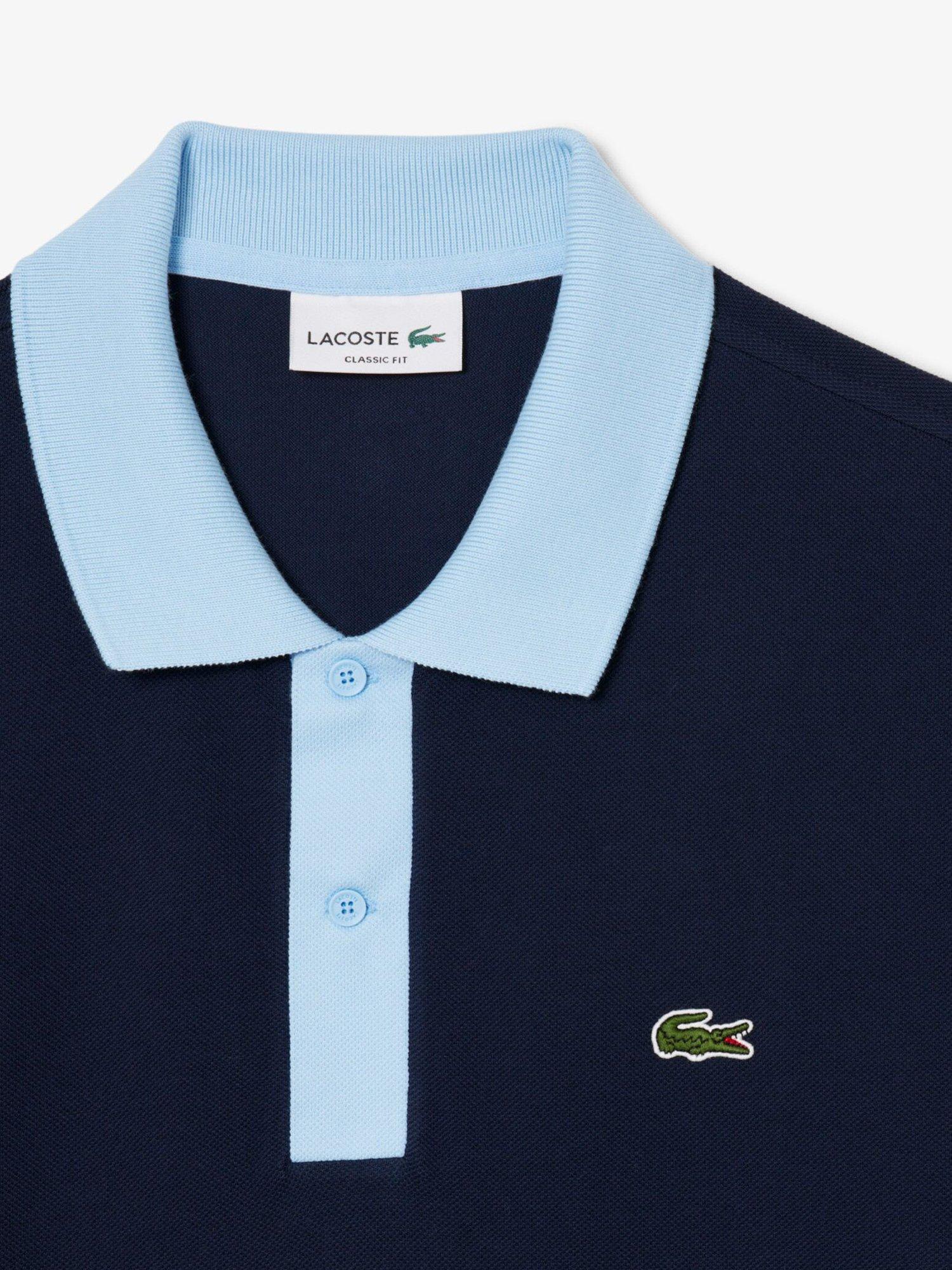 Product image 6 of 7, which shows Lacoste Cotton Regular Fit Core Essential Polo Shirt, Navy Blue/Overview, S