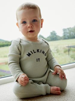 Claude & Co Organic Cotton Milking It Sleepsuit, Pistachio, Pistachio