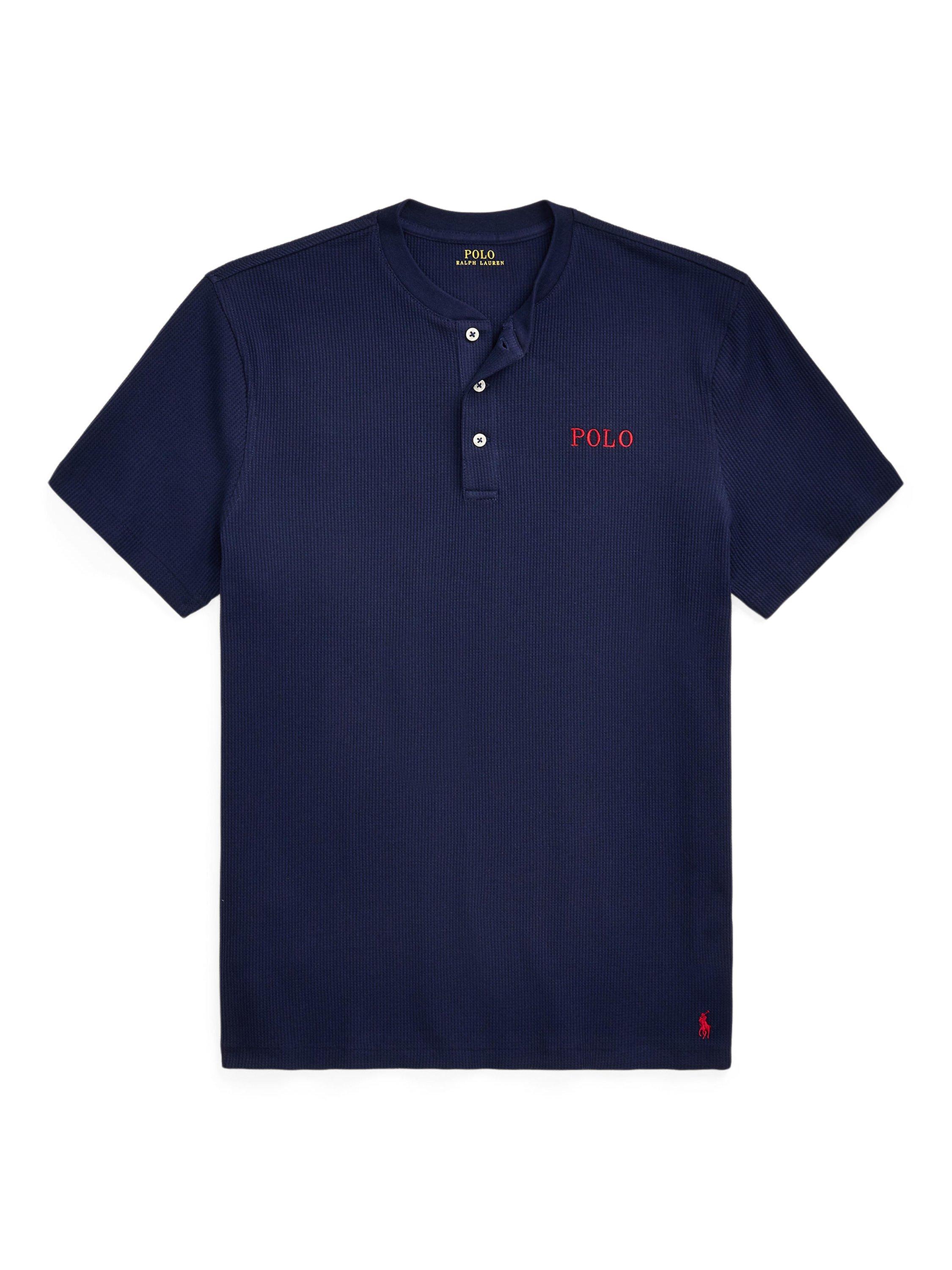 Product image 1 of 3, which shows Polo Ralph Lauren Cotton Waffle Short Sleeve Lounge Top, Cruise Navy, S