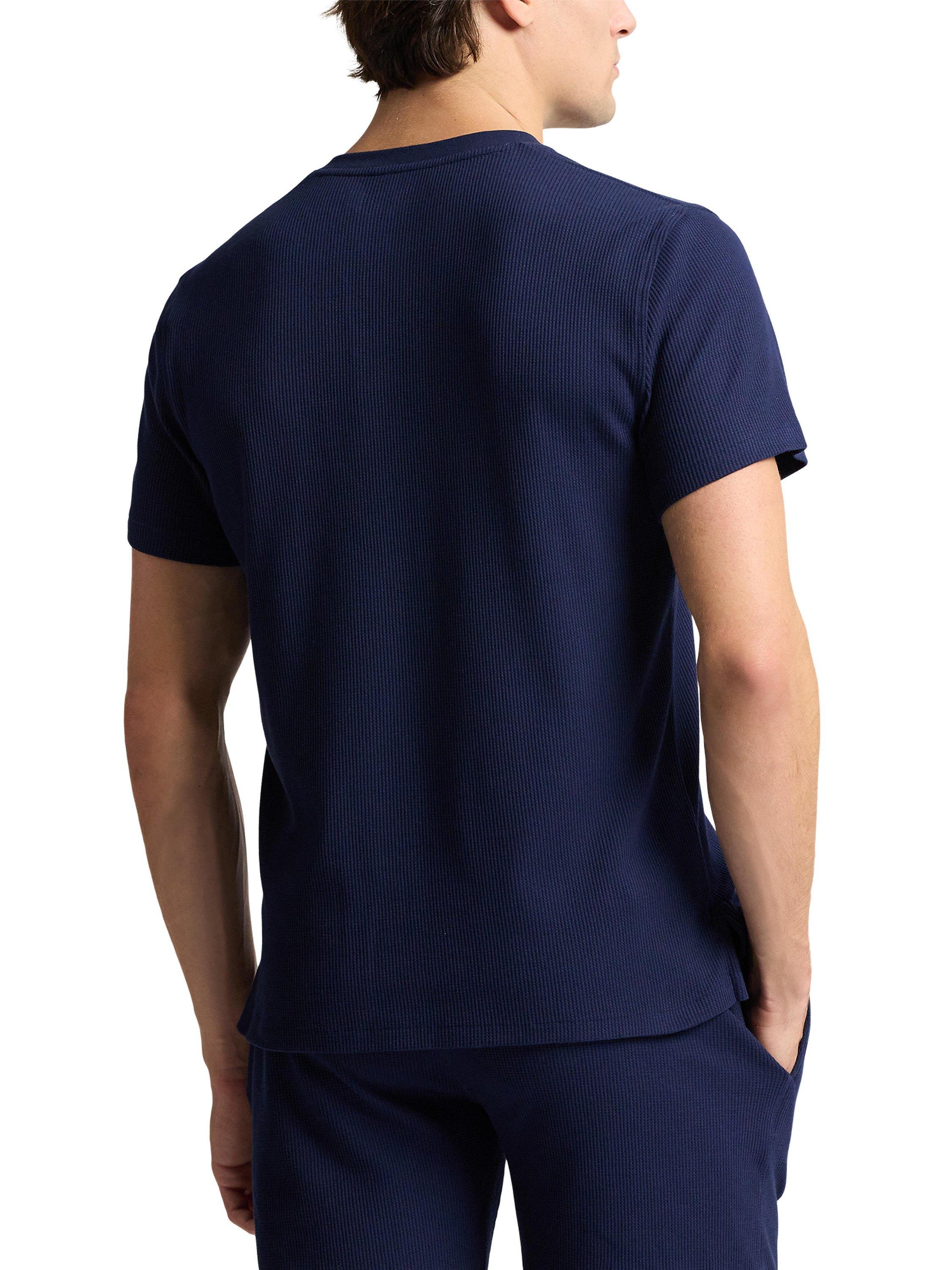 Product image 3 of 3, which shows Polo Ralph Lauren Cotton Waffle Short Sleeve Lounge Top, Cruise Navy, S