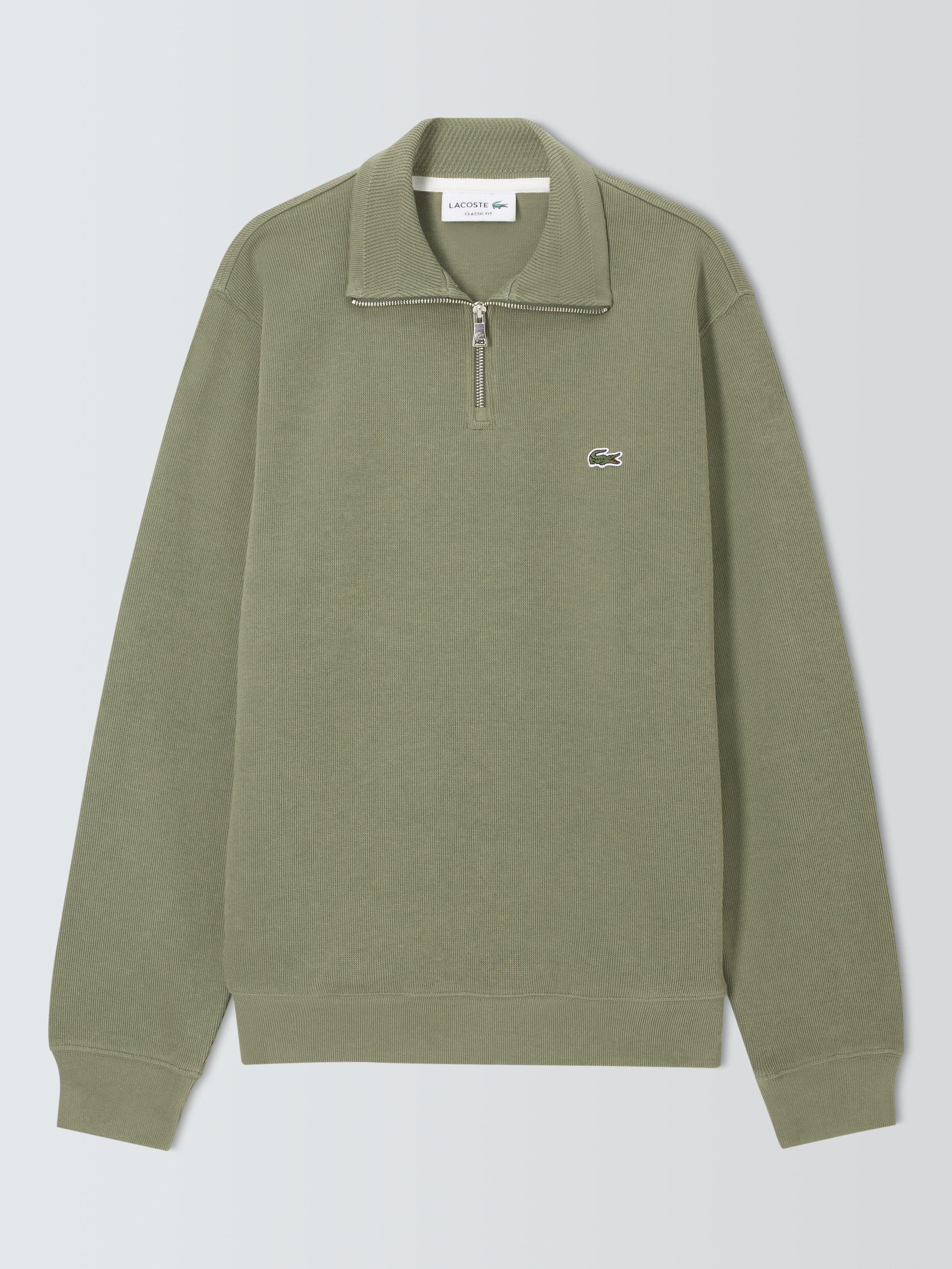 Product image 4 of 6, which shows Lacoste Half Zip Fleece Sweatshirt, Khaki, S