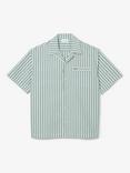 Lacoste Core Essential Woven Cotton Stripe Short Sleeve Shirt, Spruce/White