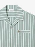 Lacoste Core Essential Woven Cotton Stripe Short Sleeve Shirt, Spruce/White
