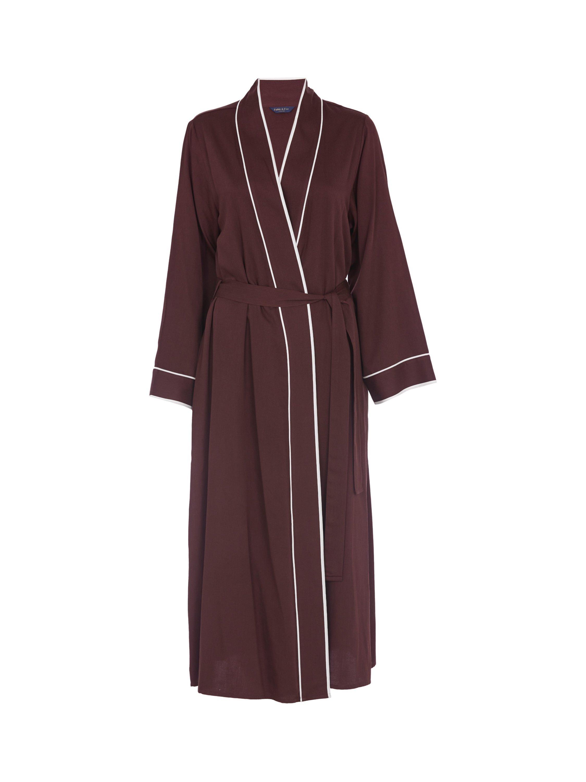 Product image 4 of 4, which shows Fable & Eve Battersea Long Dressing Gown, Chocolate Brown, 8