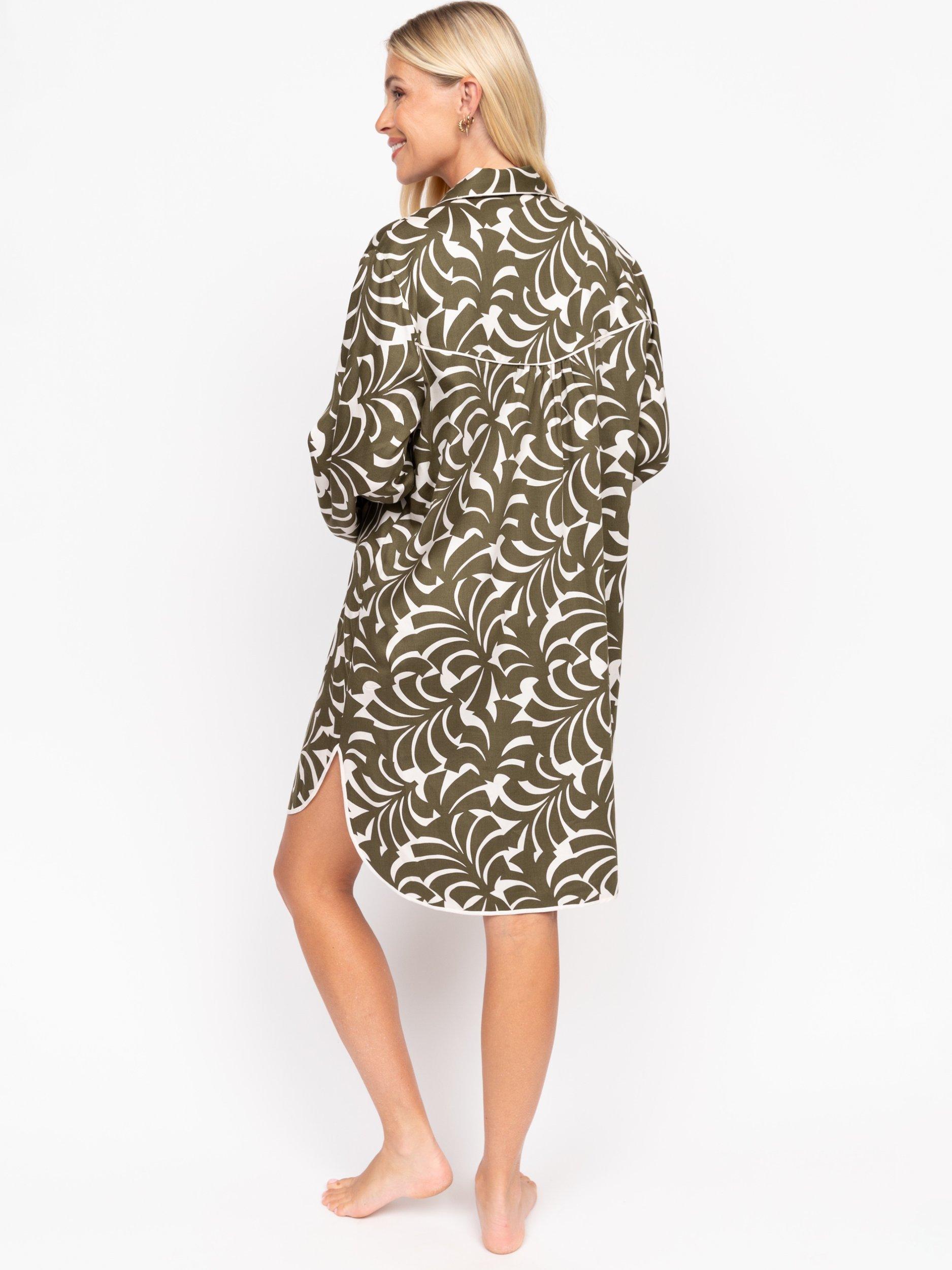 Product image 2 of 4, which shows Fable & Eve Chiswick Palm Print Nightshirt, Green, 8