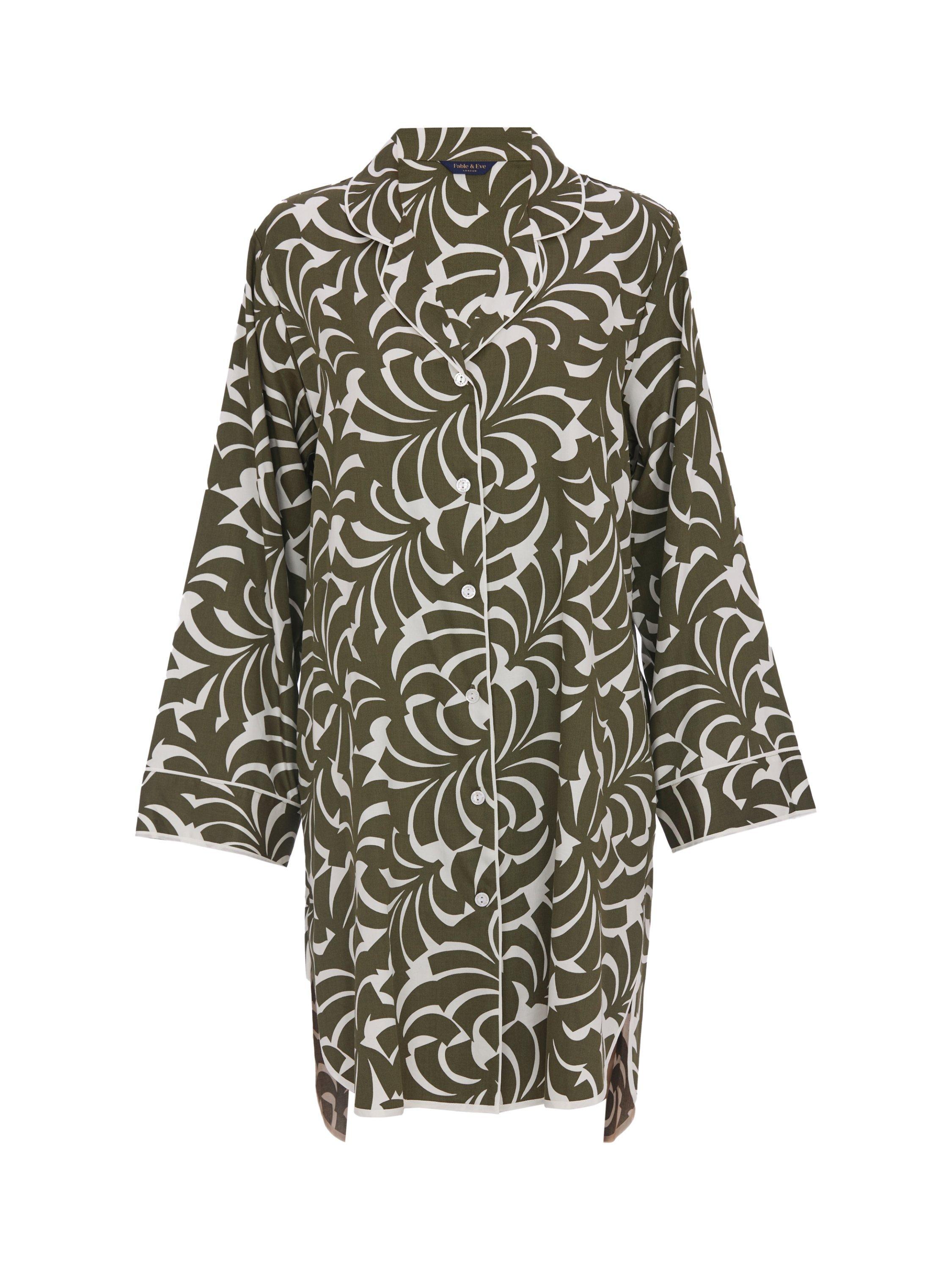 Product image 4 of 4, which shows Fable & Eve Chiswick Palm Print Nightshirt, Green, 8