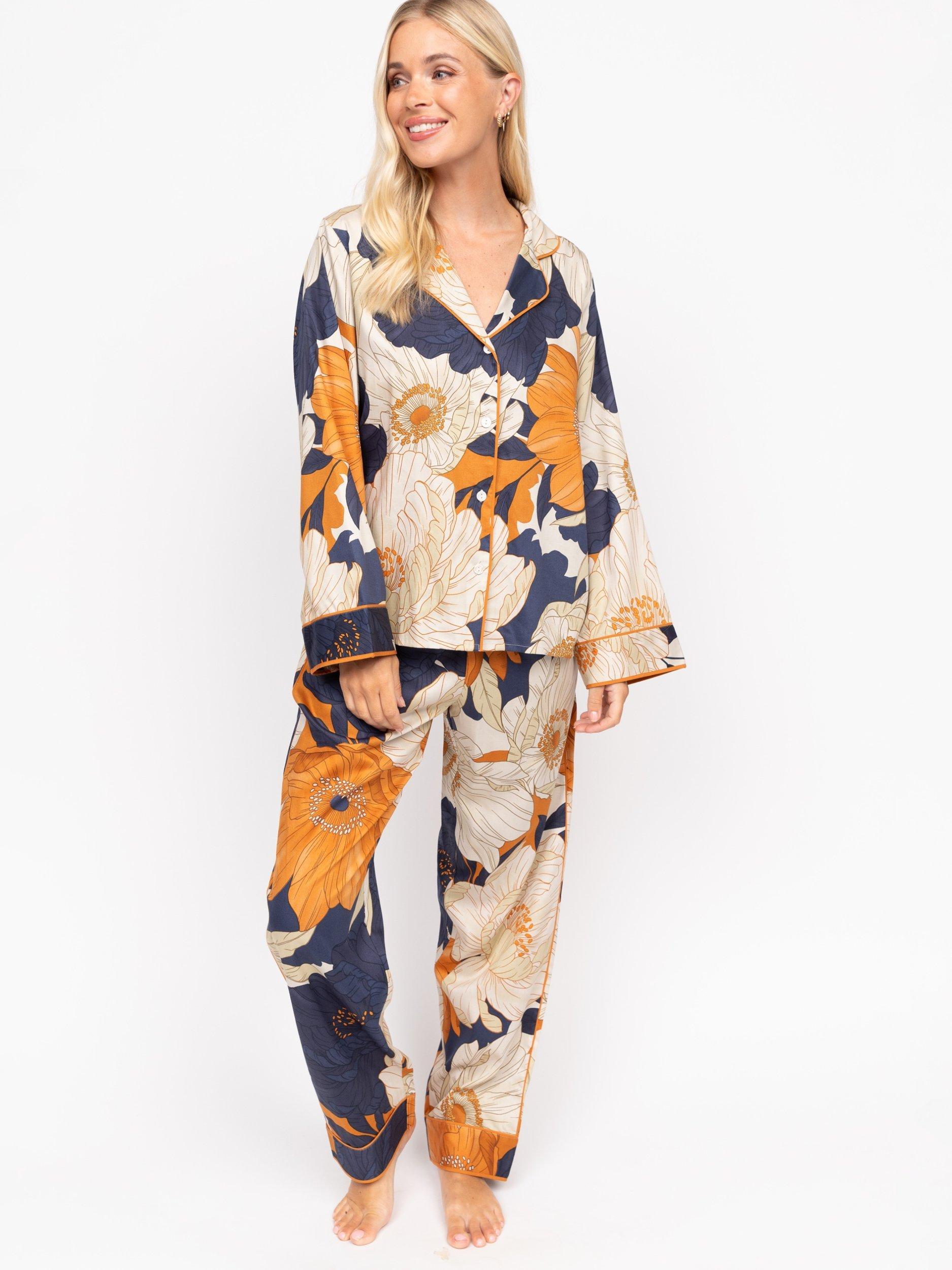 Product image 1 of 4, which shows Fable & Eve Southwark Floral Pyjama Set, Navy/Multi, 8