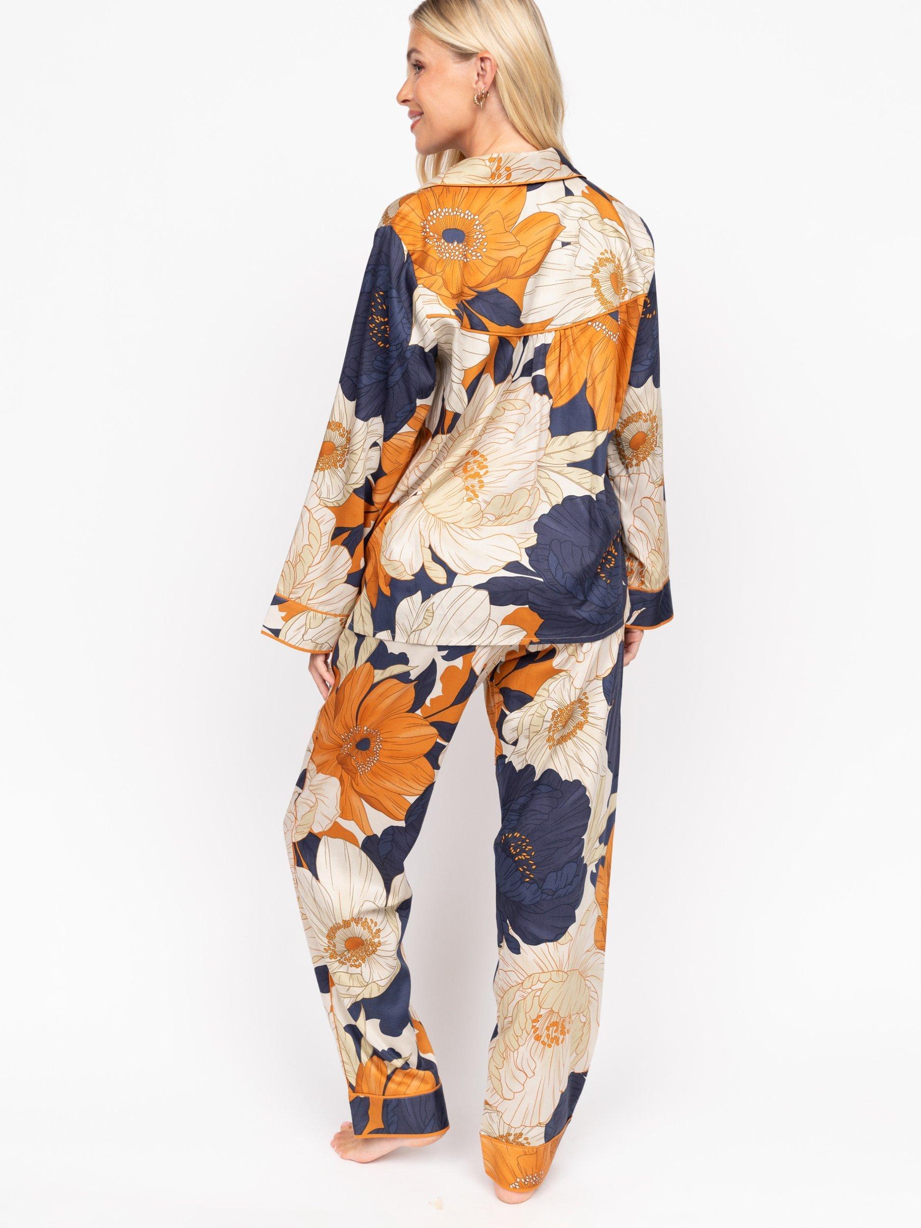 Product image 2 of 4, which shows Fable & Eve Southwark Floral Pyjama Set, Navy/Multi, 8