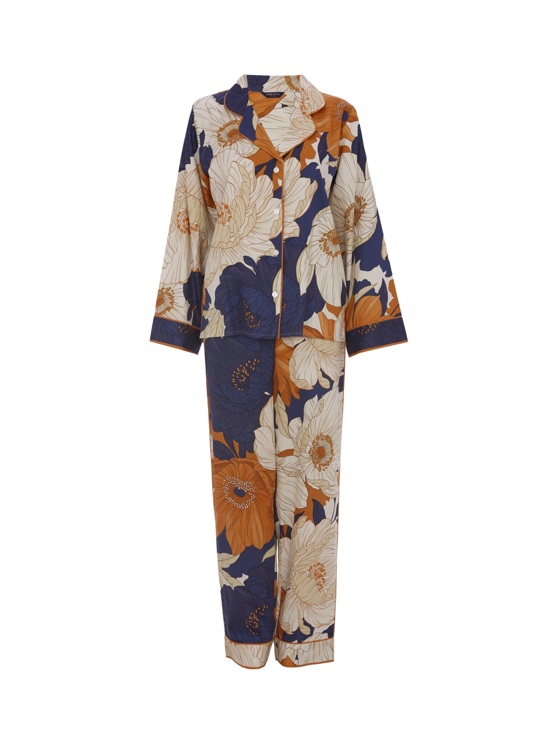 Product image 4 of 4, which shows Fable & Eve Southwark Floral Pyjama Set, Navy/Multi, 8