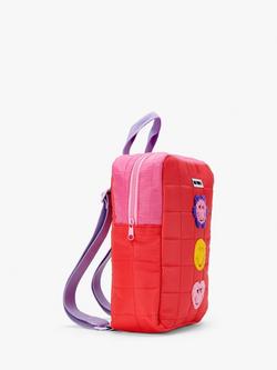 Stych Smiley Embroidered Patch Backpack, Bright Pink - view 2, Bright Pink