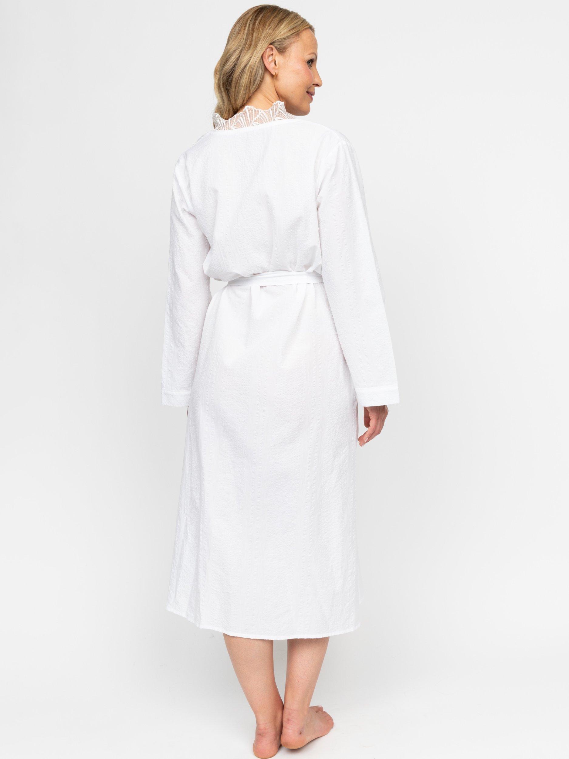 Product image 2 of 4, which shows Nora Rose by Cyberjammies Christina Seersucker Dressing Gown, White, 8