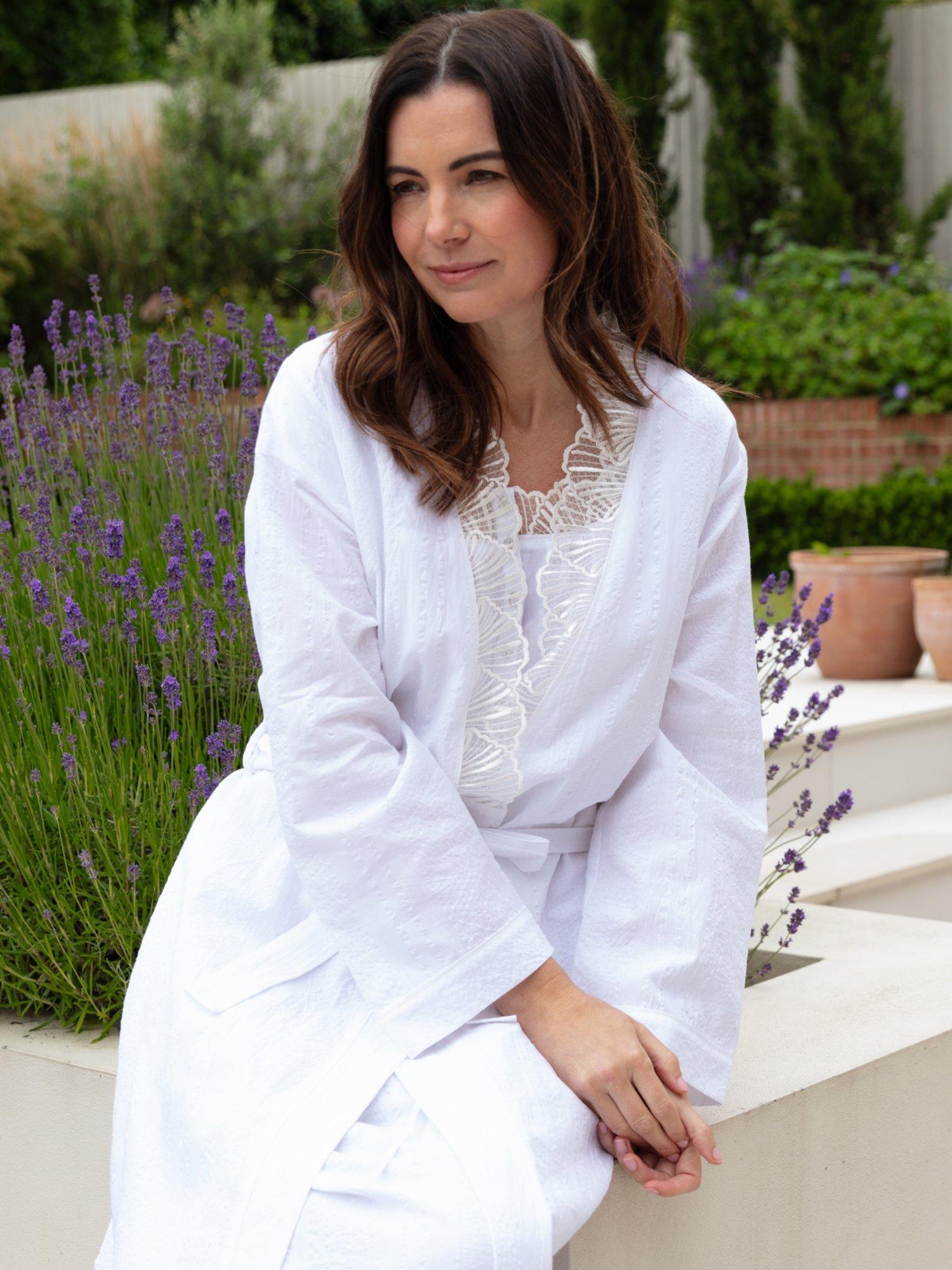 Product image 3 of 4, which shows Nora Rose by Cyberjammies Christina Seersucker Dressing Gown, White, 8