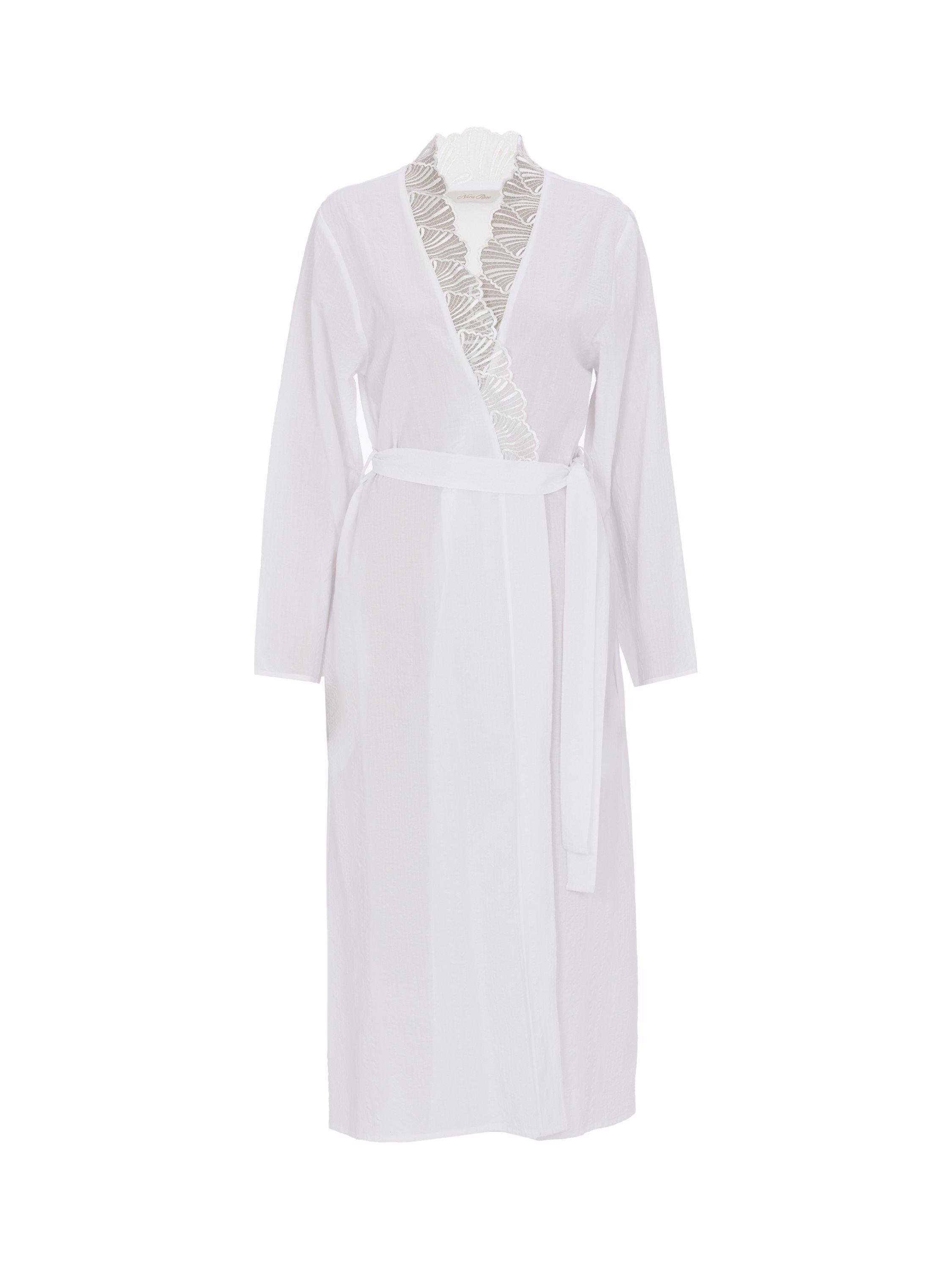 Product image 4 of 4, which shows Nora Rose by Cyberjammies Christina Seersucker Dressing Gown, White, 8