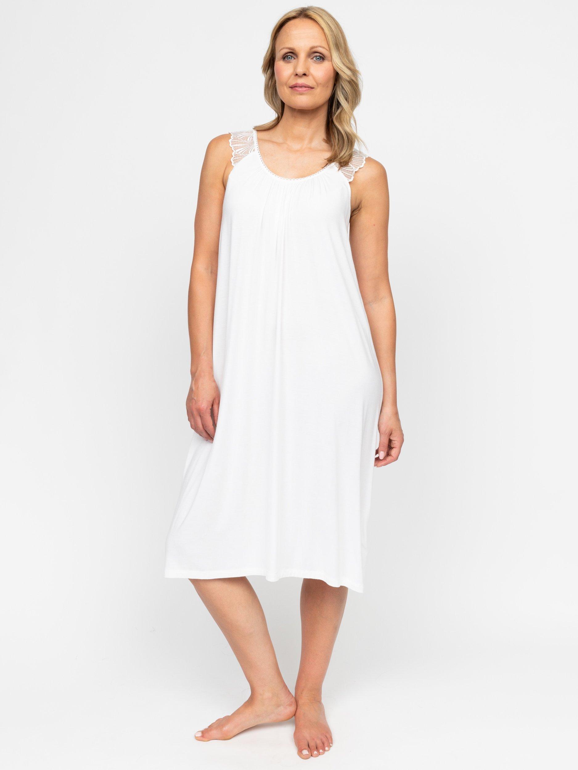 Product image 1 of 4, which shows Nora Rose by Cyberjammies Christina Shell Lace Nightdress, White, 8