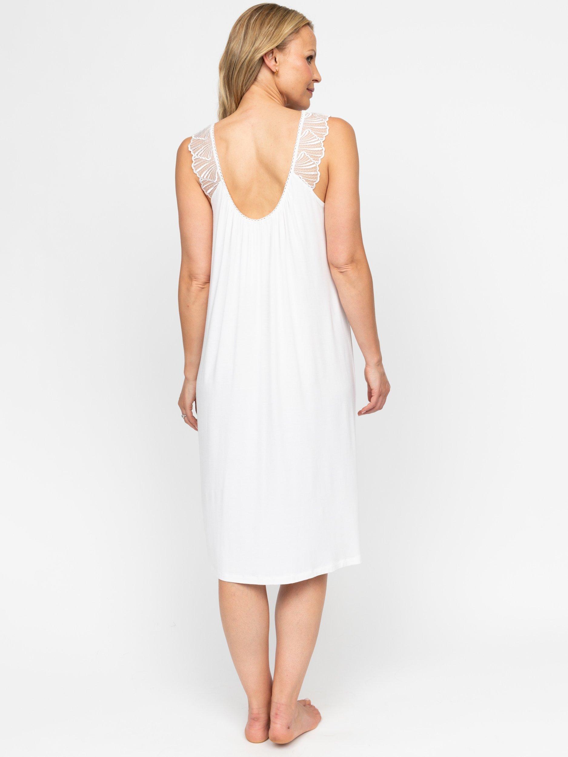 Product image 2 of 4, which shows Nora Rose by Cyberjammies Christina Shell Lace Nightdress, White, 8