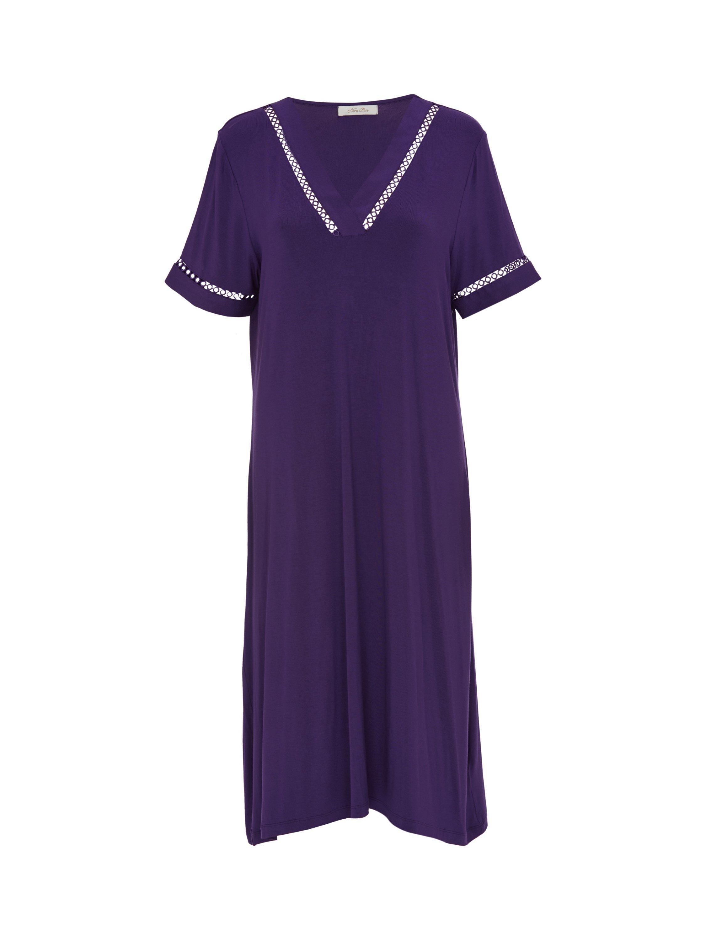 Product image 4 of 4, which shows Nora Rose by Cyberjammies Elsie Lace Insert Nightdress, Purple, 8