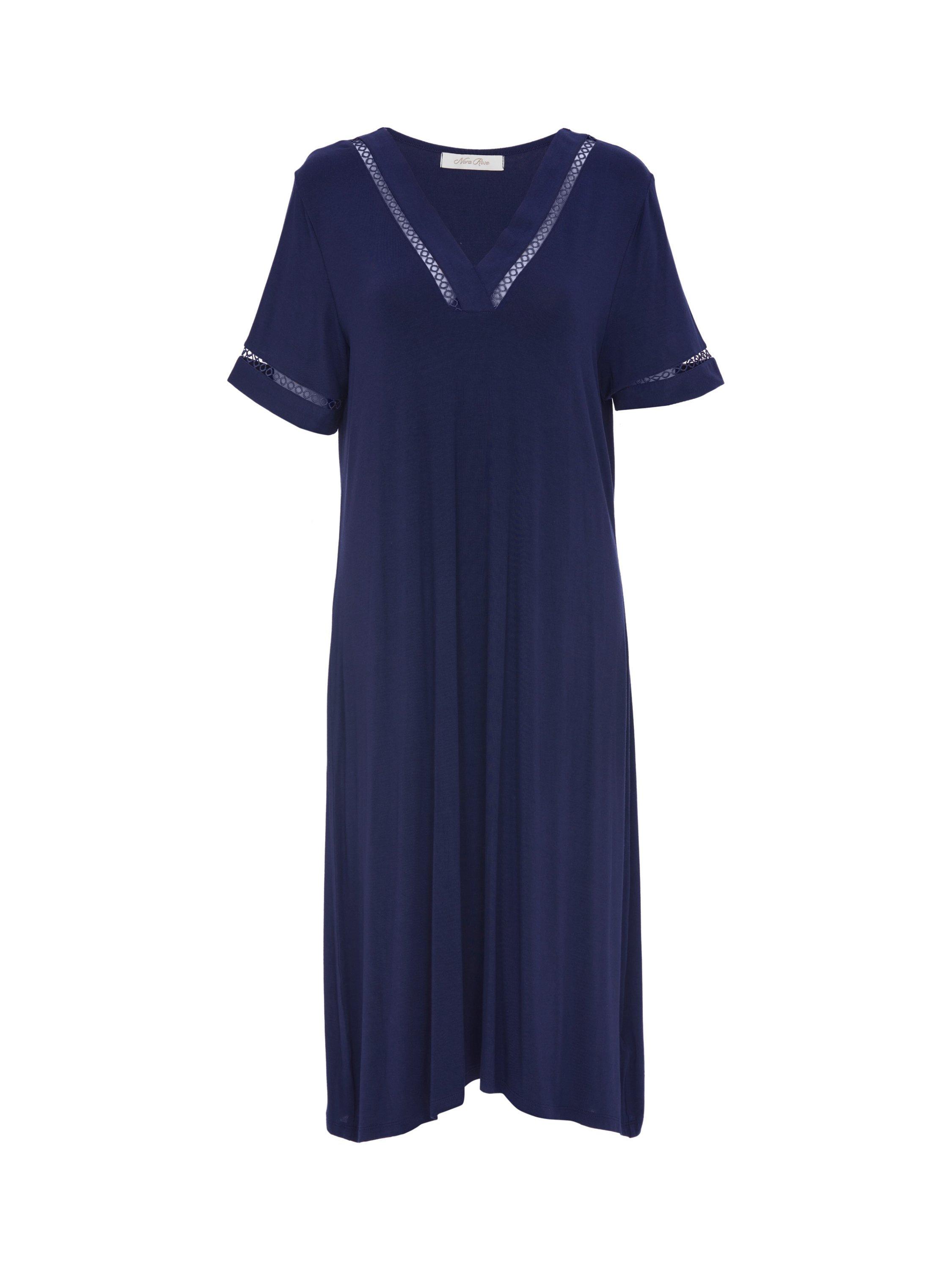 Product image 4 of 4, which shows Nora Rose by Cyberjammies Louisa Lace Detail Nightdress, Navy, 8