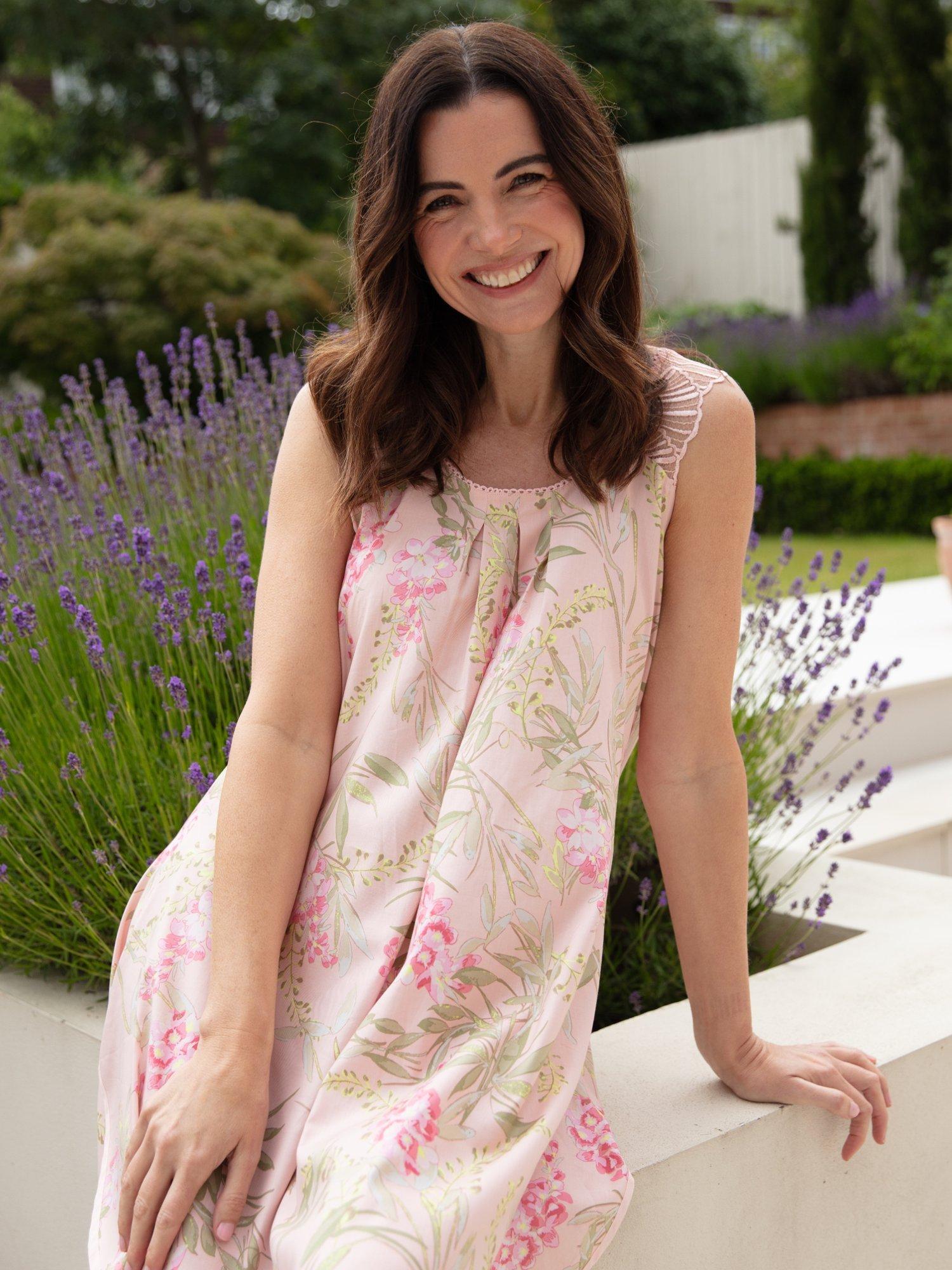 Product image 3 of 4, which shows Nora Rose by Cyberjammies Sally Floral Swing Nightdress, Peach, 8