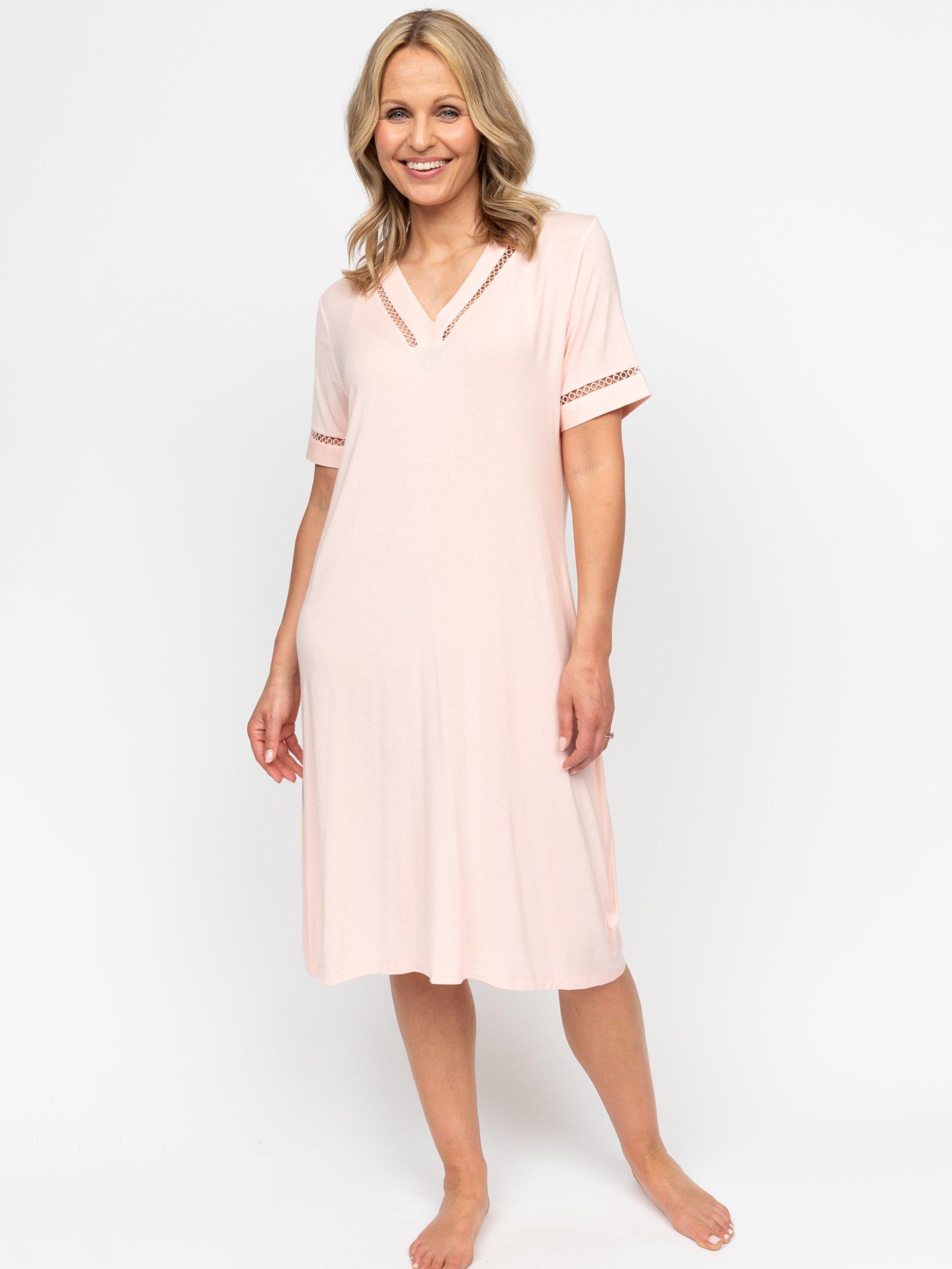 Nora Rose by Cyberjammies Sally Lace Trim Nightdress, Peach
